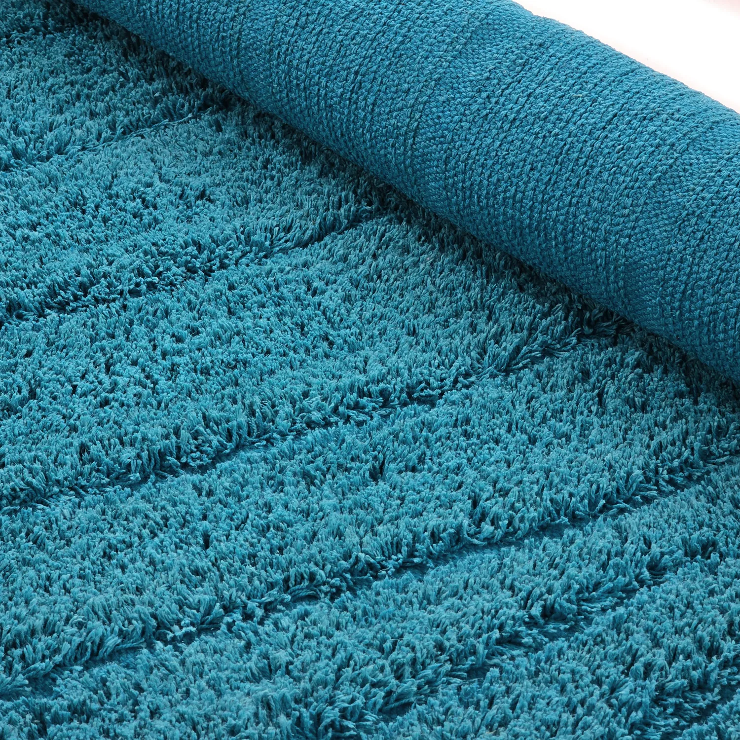 Runde tæpper - Farley Natural Cotton Shaggy (turkis)