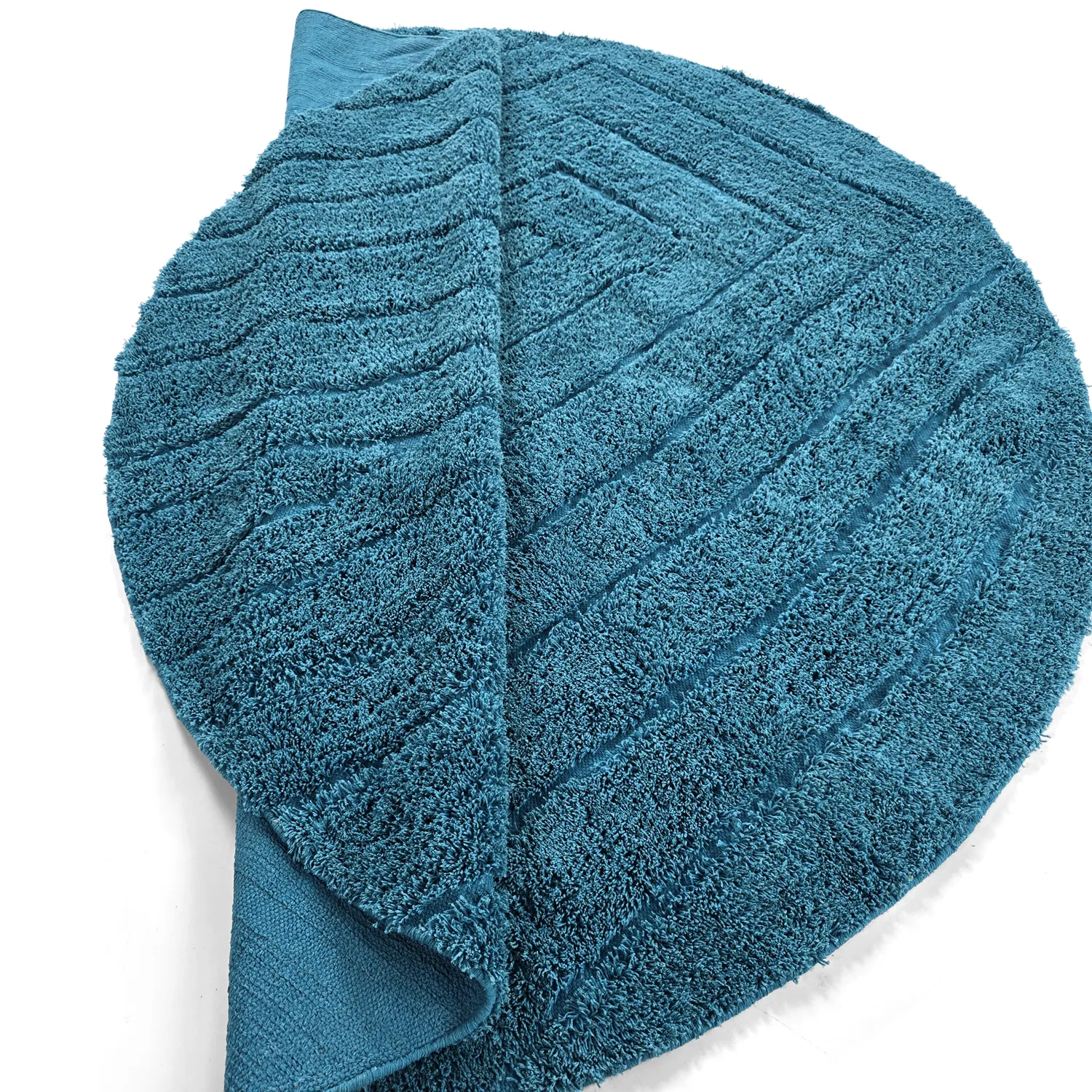 Runde tæpper - Farley Natural Cotton Shaggy (turkis)