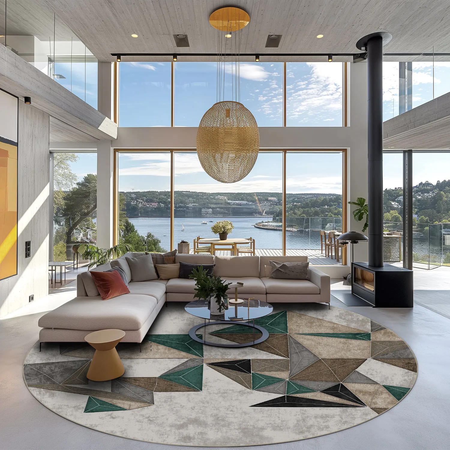 Rundt tæppe - Feres (grå/beige/multi)