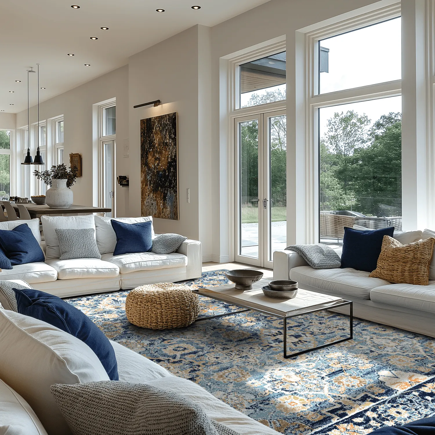 Wilton-tæppe - Fernana (blå/multi)