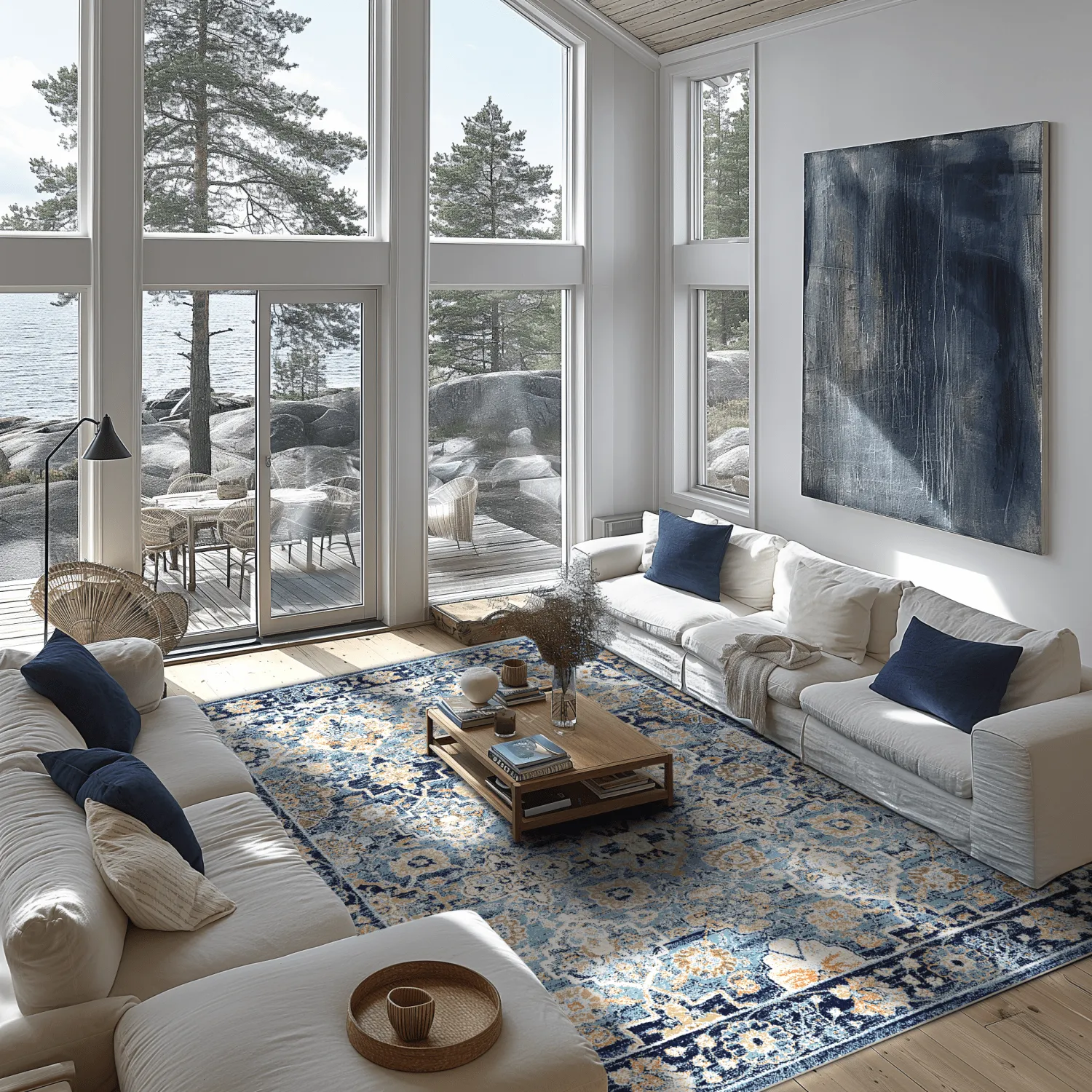 Wilton-tæppe - Fernana (blå/multi)