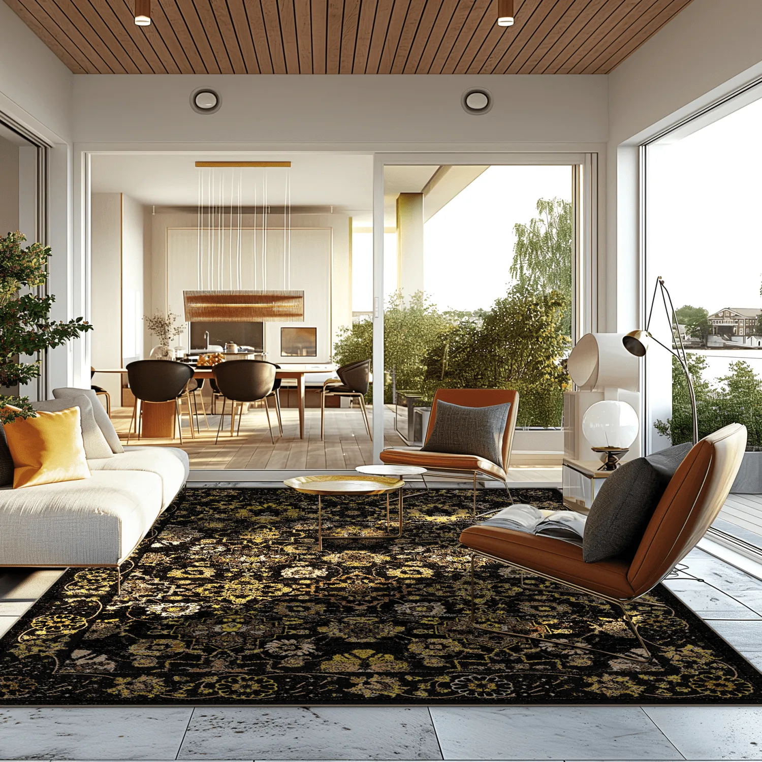 Wilton-tæppe - Fernana (sort/guld)