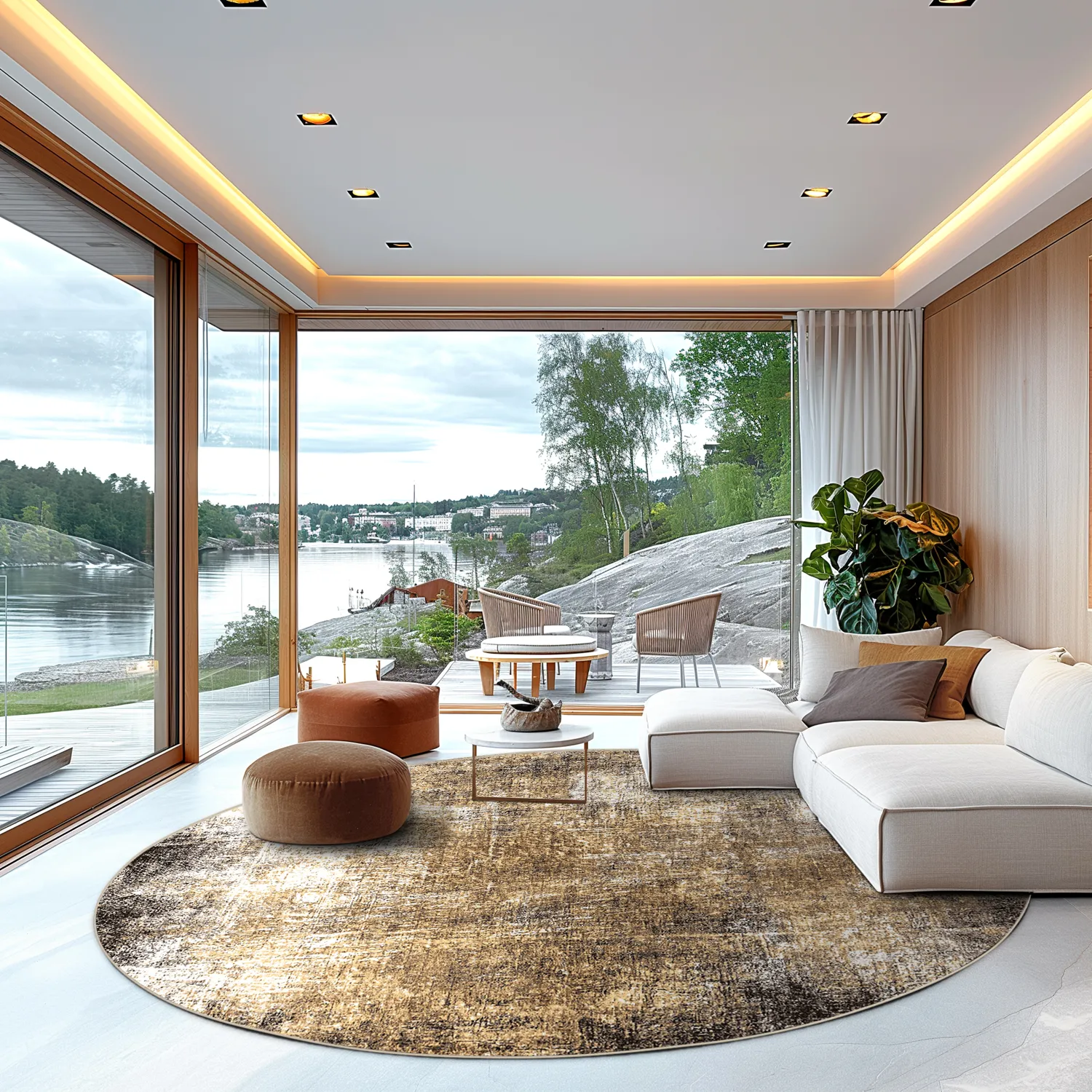 Rundt tæppe - Florent (brun)