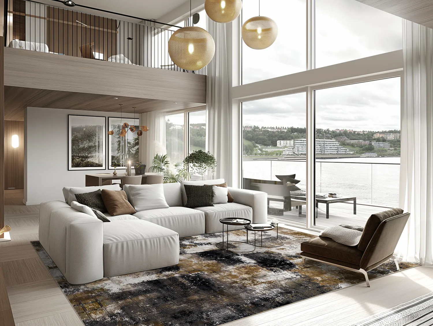 Wilton-tæppe - Flores (sort/brun/hvid)