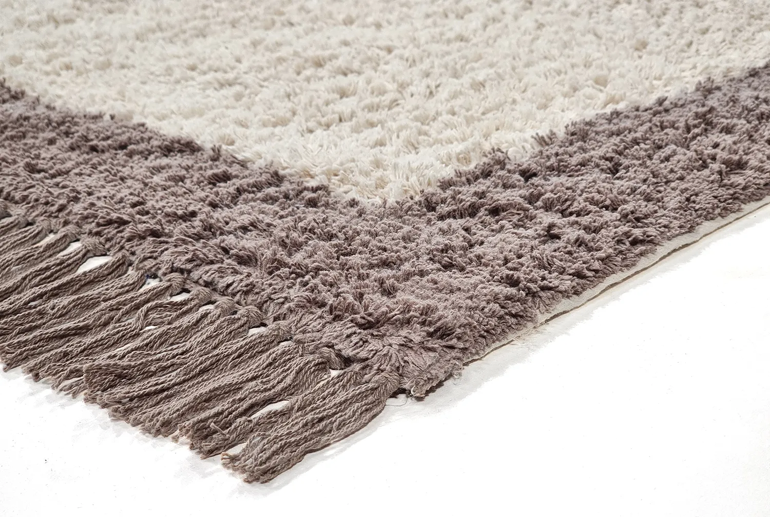 Ryatæpper - Galliano Natural Cotton Shaggy (offwhite/brun)