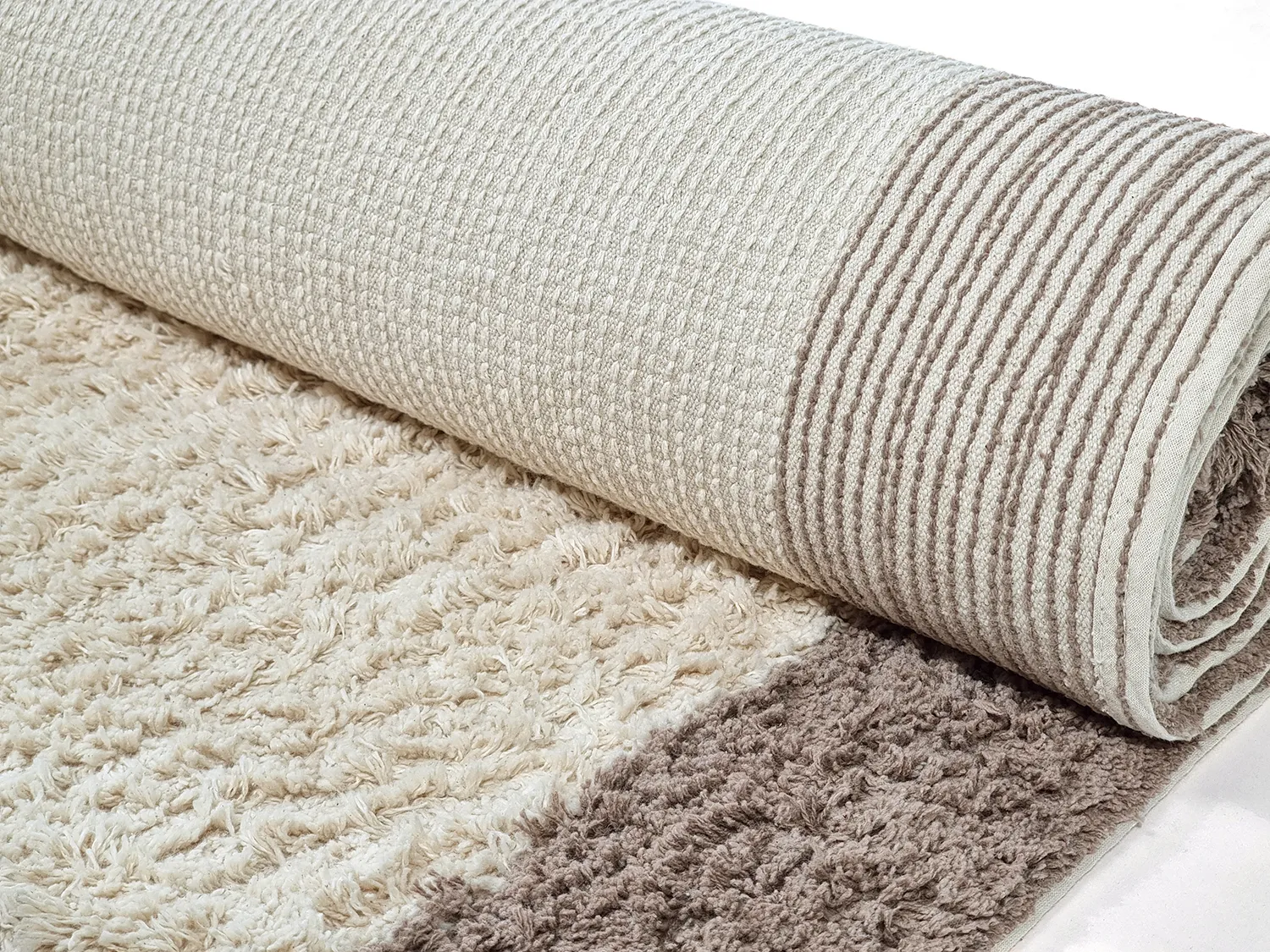 Ryatæpper - Galliano Natural Cotton Shaggy (offwhite/brun)