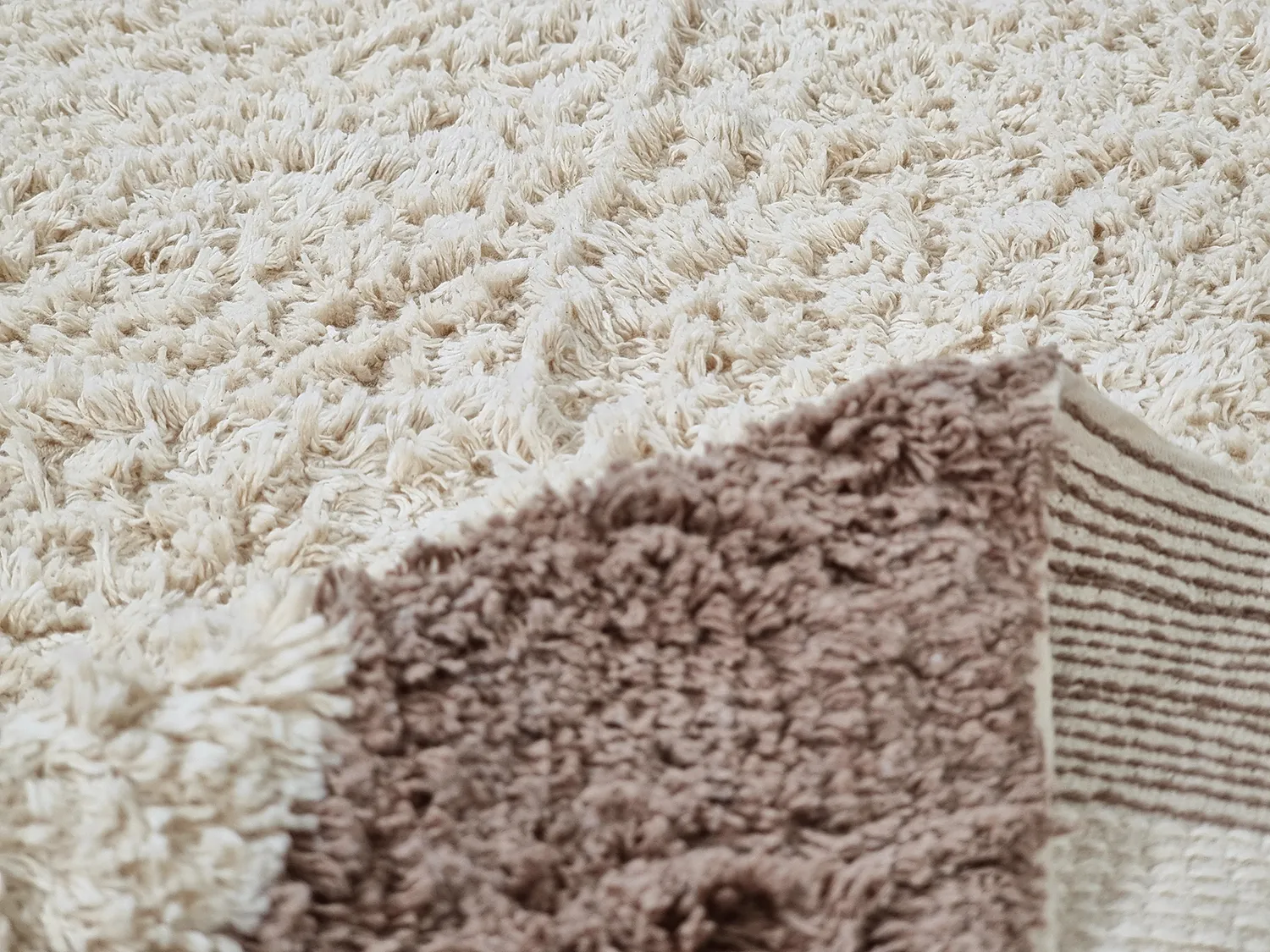 Runde tæpper - Galliano Natural Cotton Shaggy (offwhite/brun)