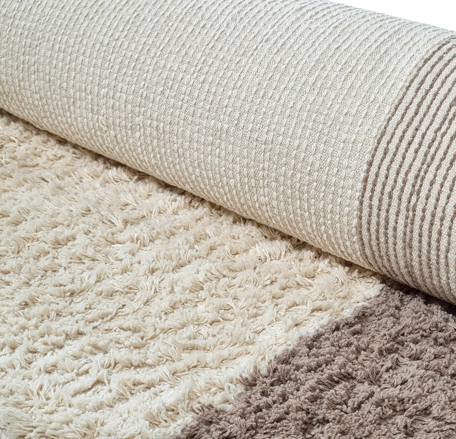 Runde tæpper - Galliano Natural Cotton Shaggy (offwhite/brun)