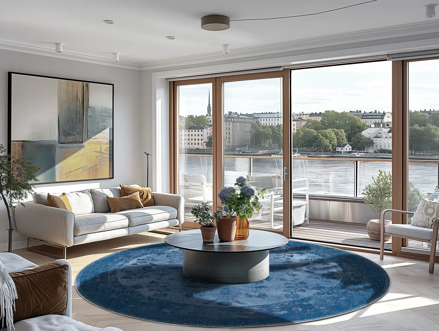 Rundt tæppe - Gombalia (blå)