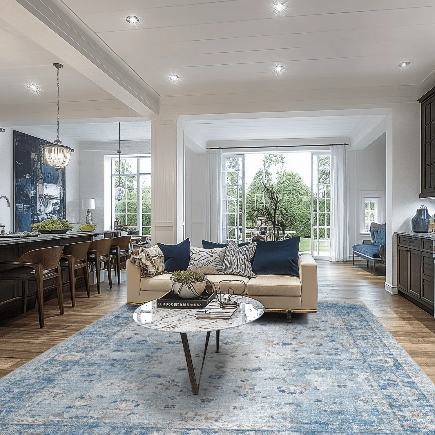 Wilton-tæppe - Gombalia (lyseblå)