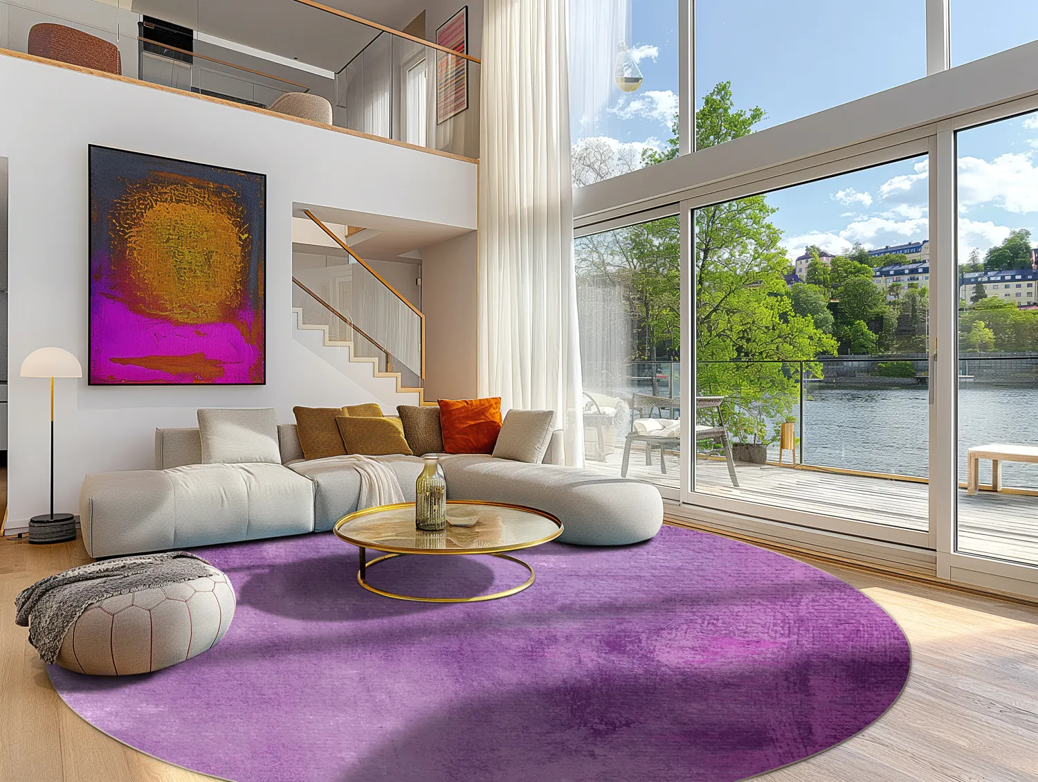 Rundt tæppe - Guillos (lilla)