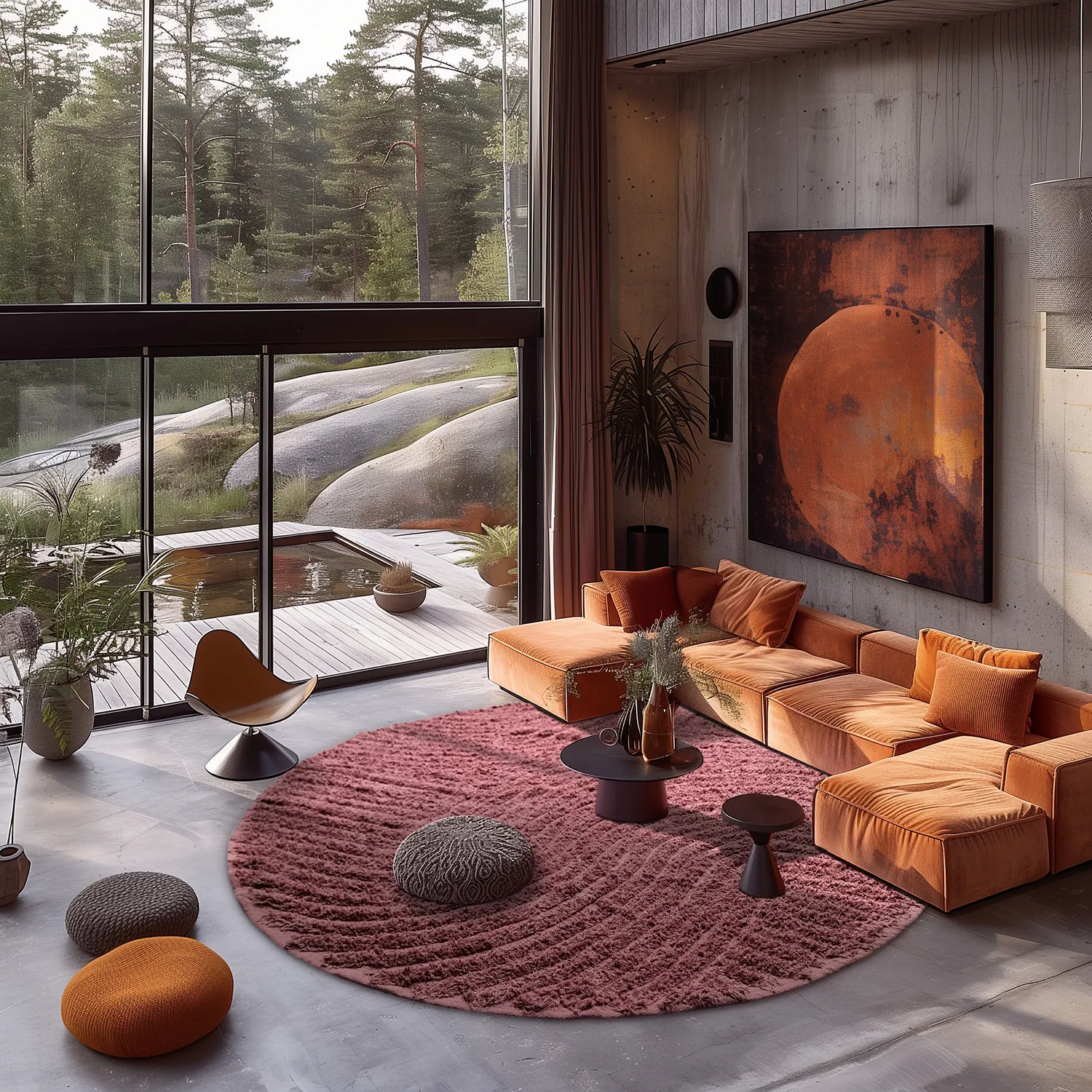 Runde tæpper - Halo Natural Cotton Shaggy (rød)