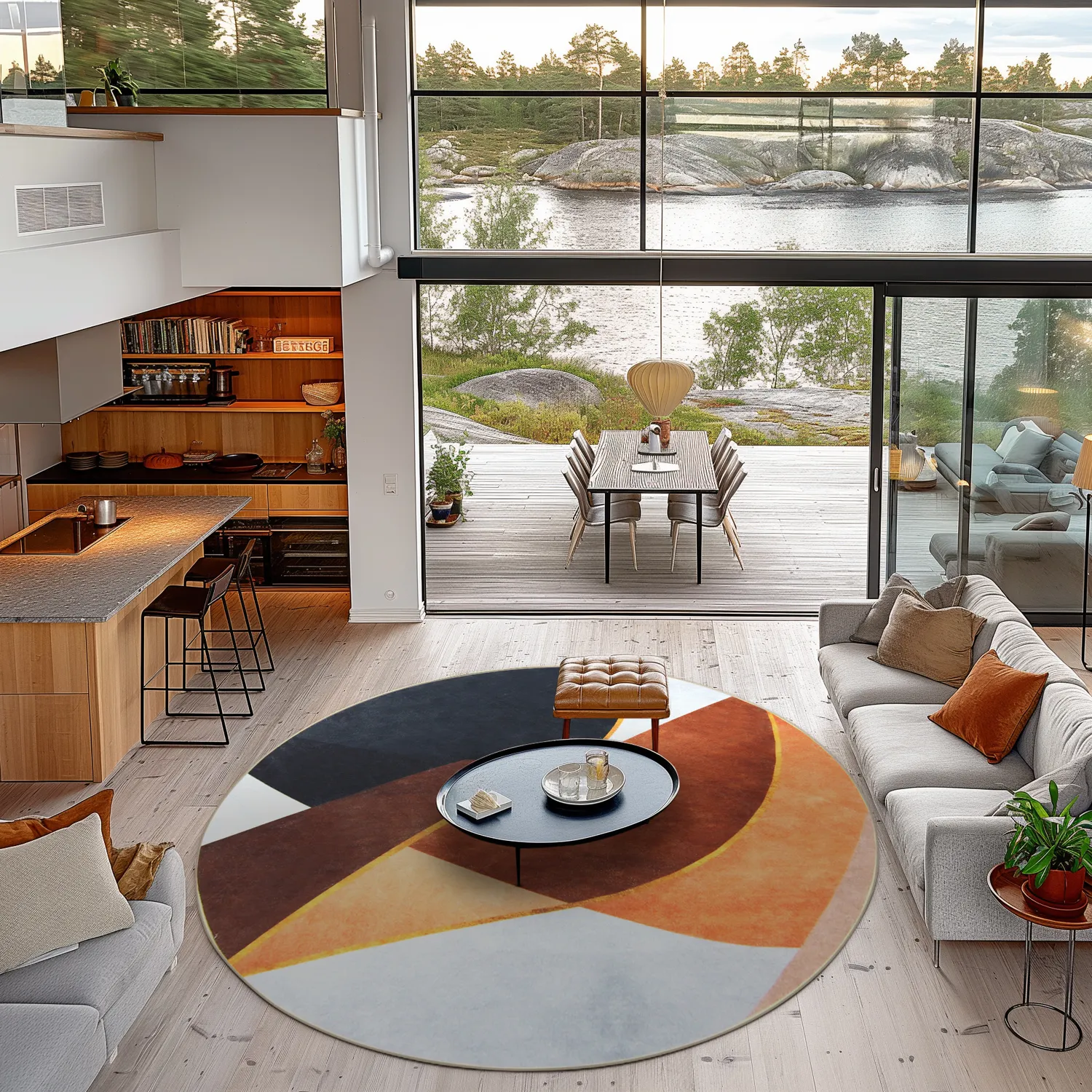 Runde tæpper - Hazel (orange/multi)