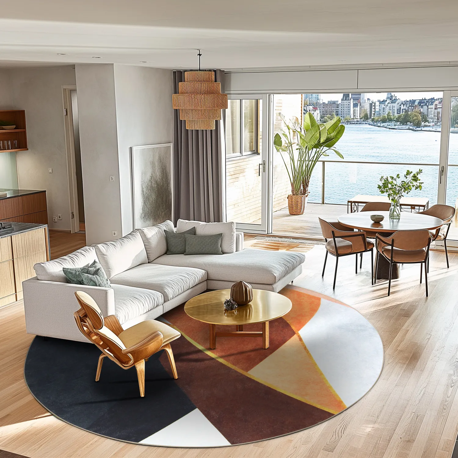 Runde tæpper - Hazel (orange/multi)