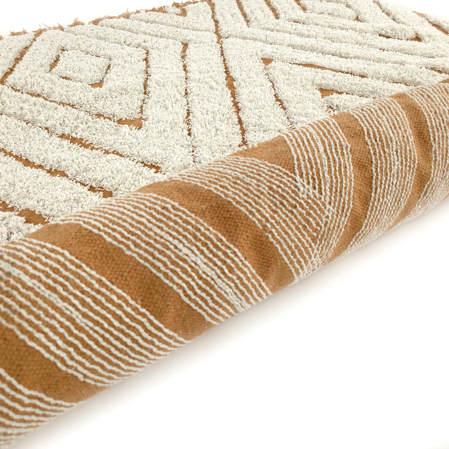 Ryatæpper - Holwell Natural Cotton Shaggy (off white/brun)