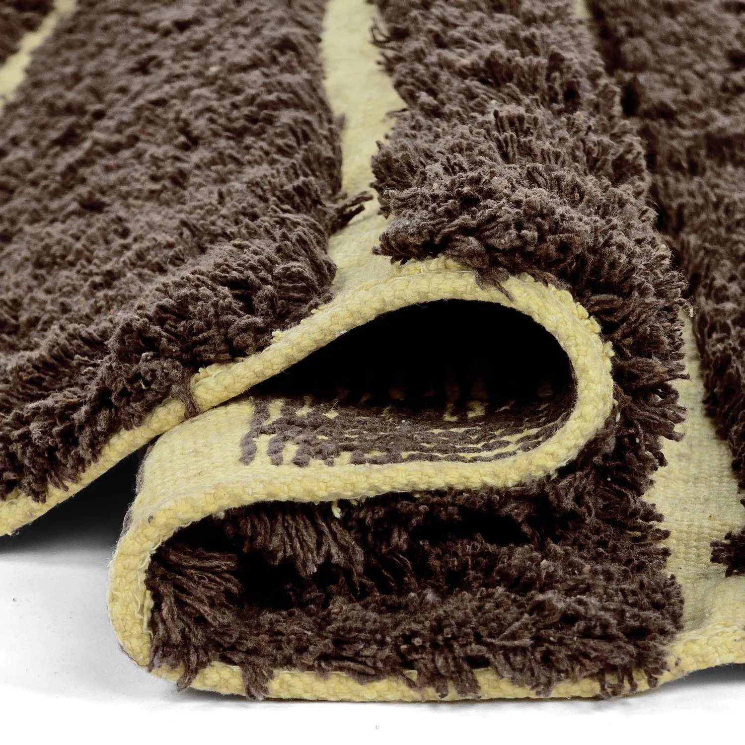 Rundt tæppe - Ikara Natural Cotton Shaggy (brun)