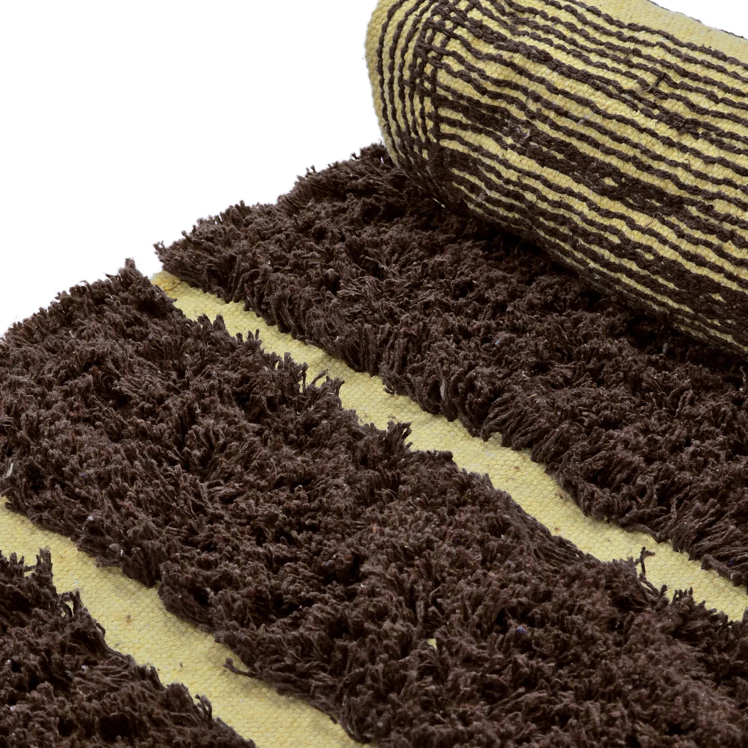 Rundt tæppe - Ikara Natural Cotton Shaggy (brun)