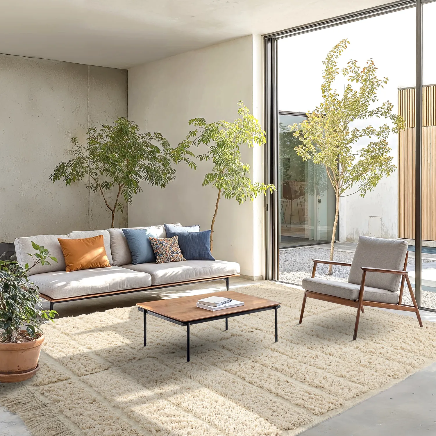 Ryatæpper - Ikara Natural Cotton Shaggy (fløde)