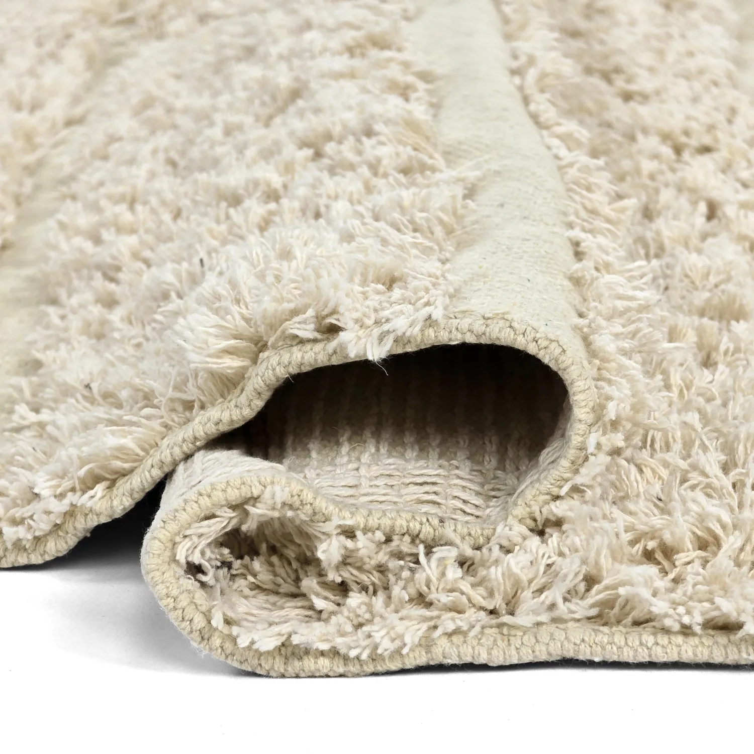 Rundt tæppe - Ikara Natural Cotton Shaggy (fløde)