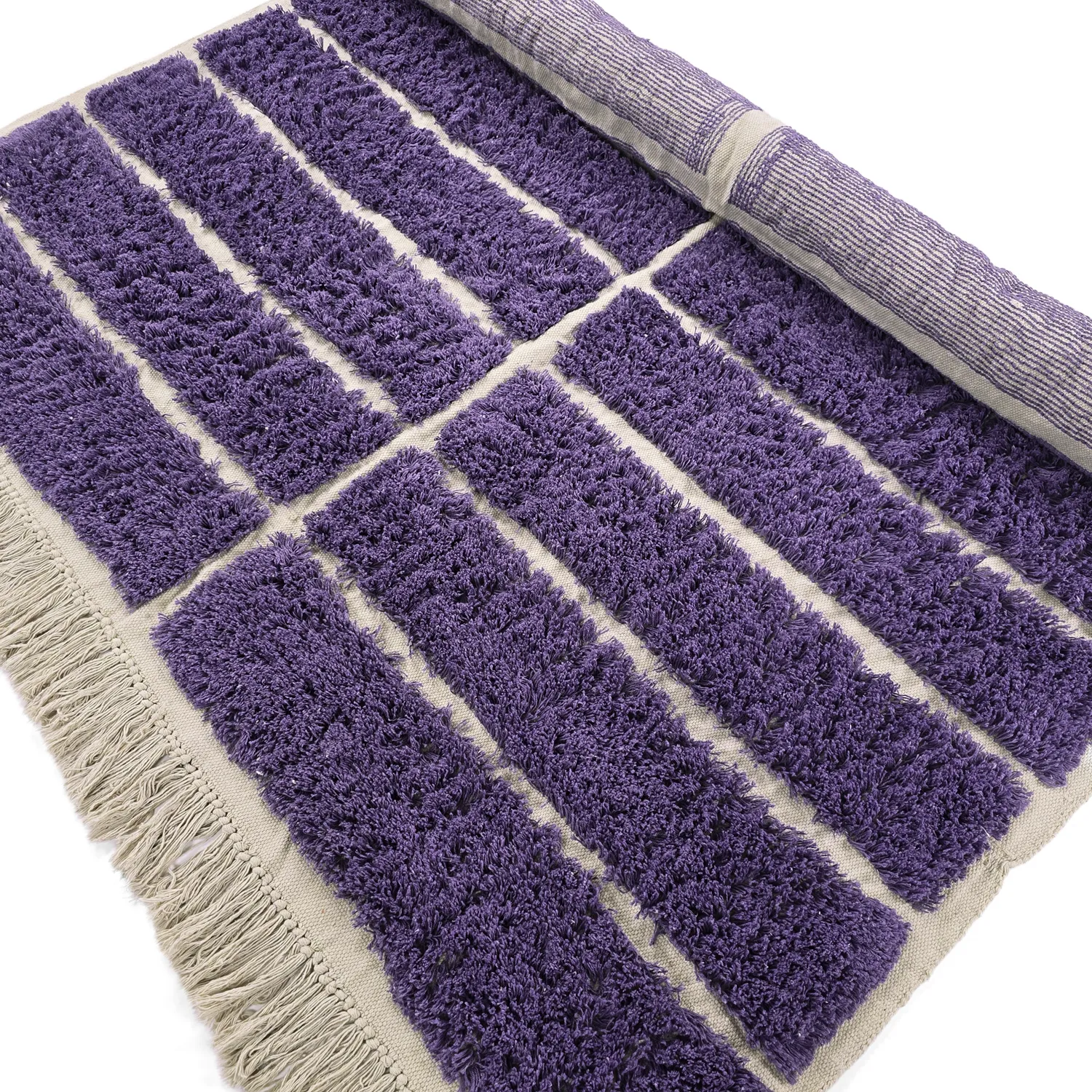 Ryatæpper - Ikara Natural Cotton Shaggy (lilla)