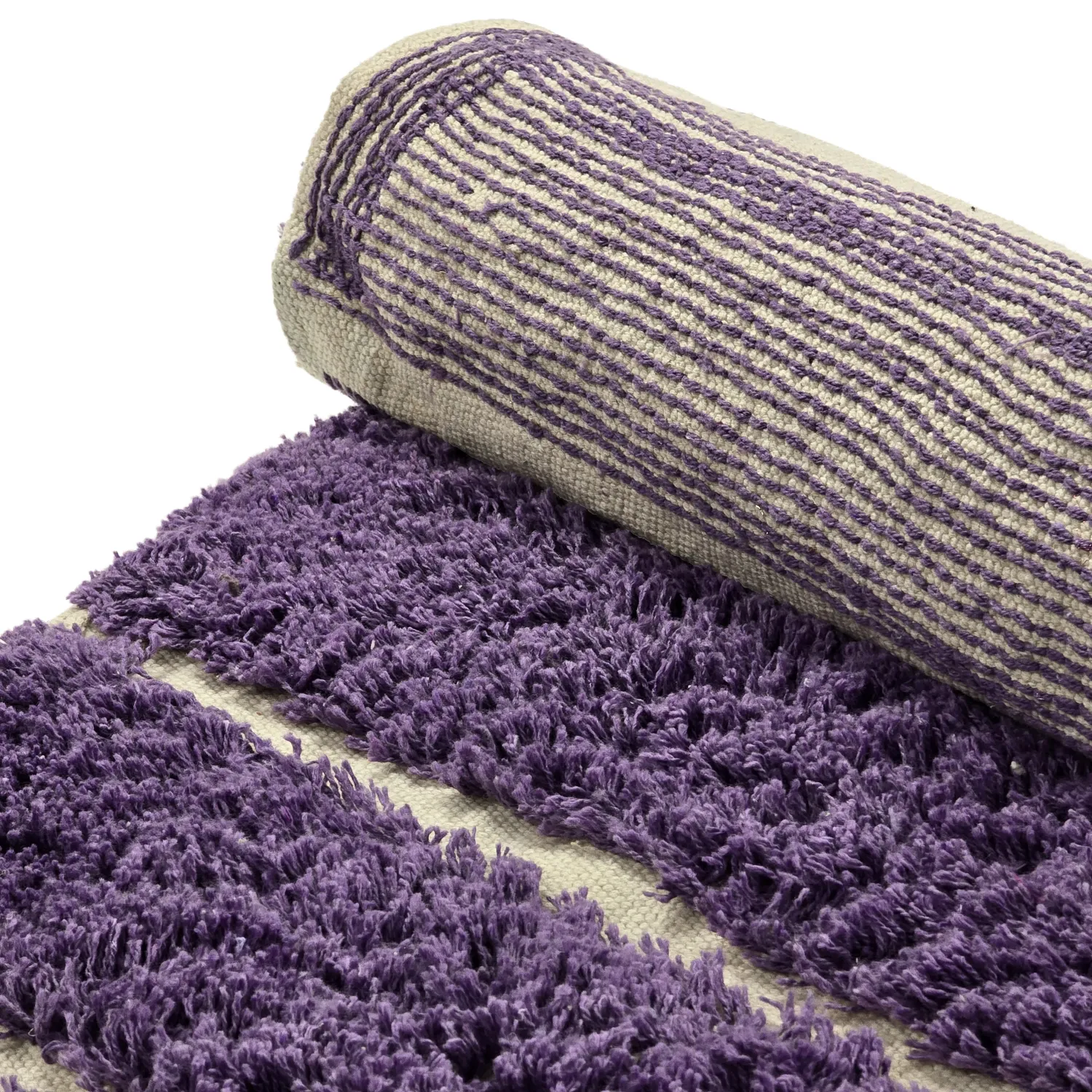 Rundt tæppe - Ikara Natural Cotton Shaggy (lilla)