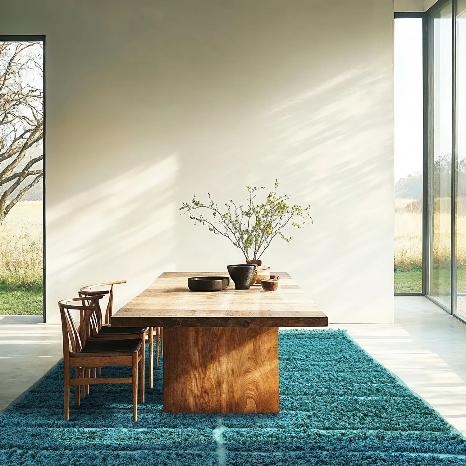 Ryatæpper - Ikara Natural Cotton Shaggy (turkis)