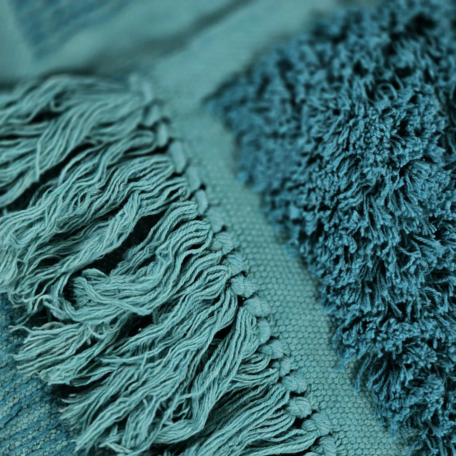 Ryatæpper - Ikara Natural Cotton Shaggy (turkis)