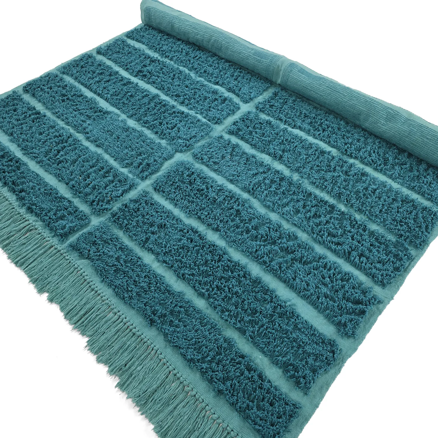 Ryatæpper - Ikara Natural Cotton Shaggy (turkis)