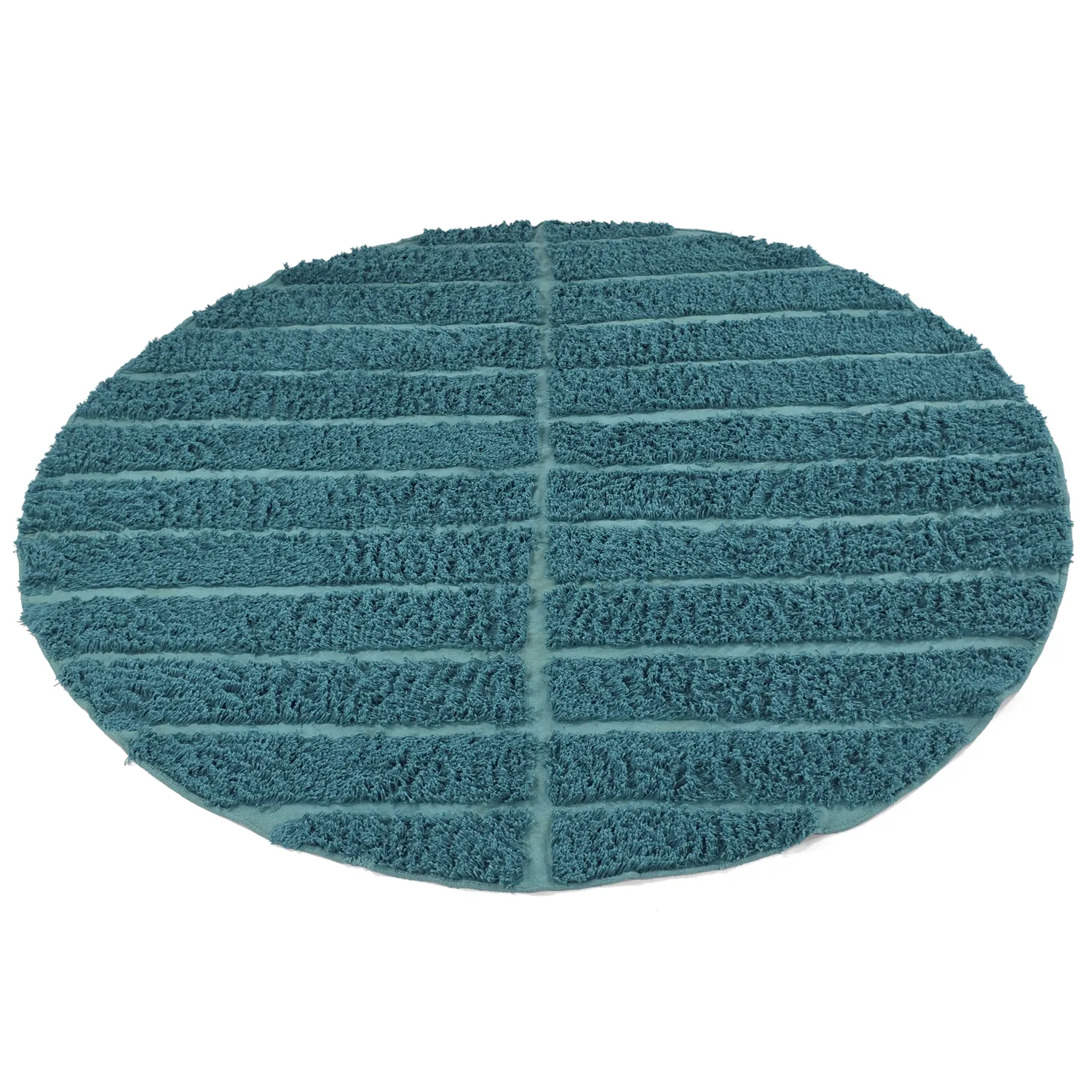 Rundt tæppe - Ikara Natural Cotton Shaggy (turkis)