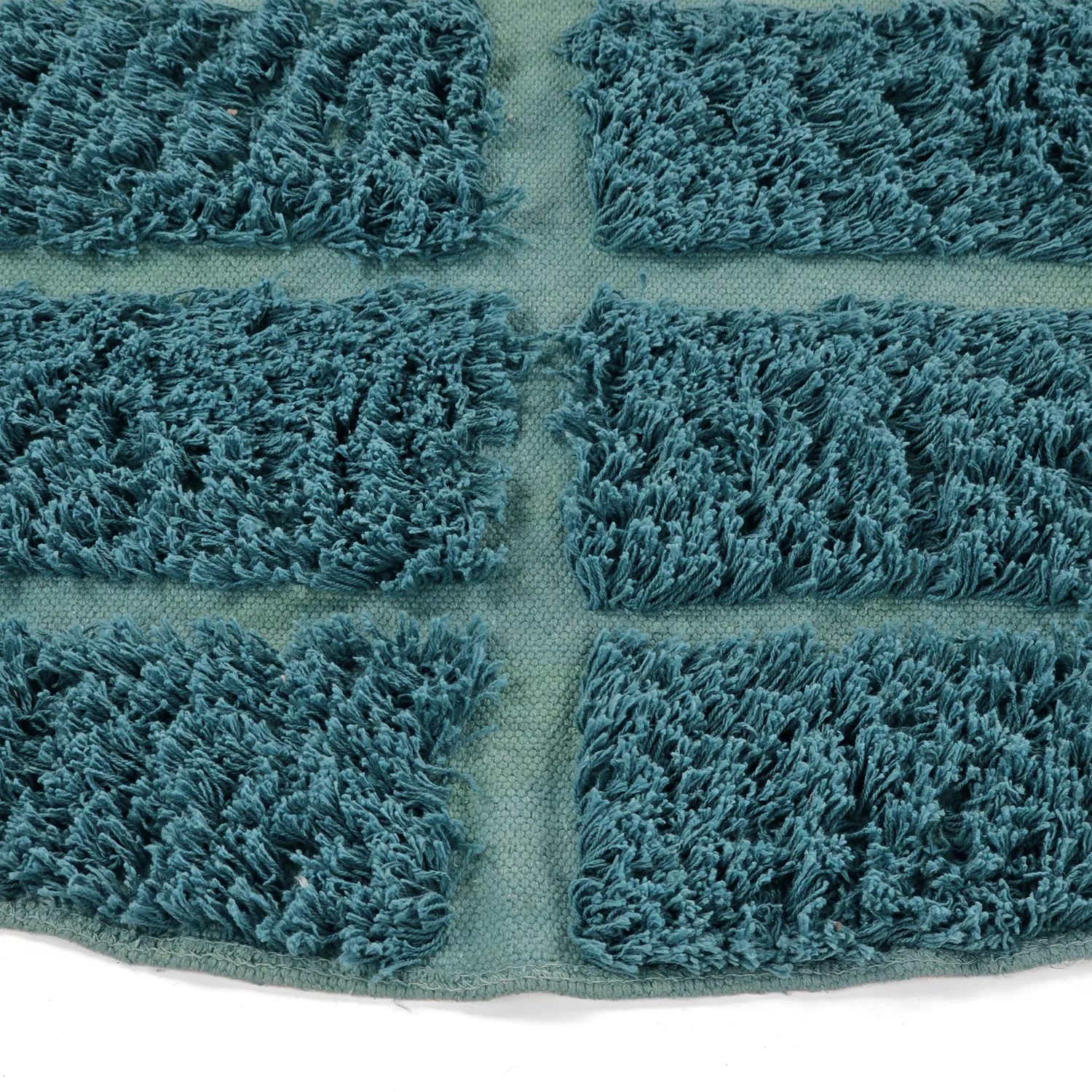 Rundt tæppe - Ikara Natural Cotton Shaggy (turkis)