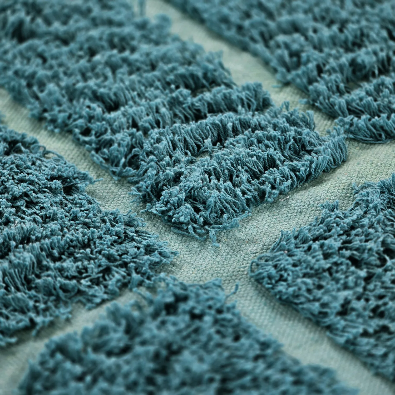 Rundt tæppe - Ikara Natural Cotton Shaggy (turkis)