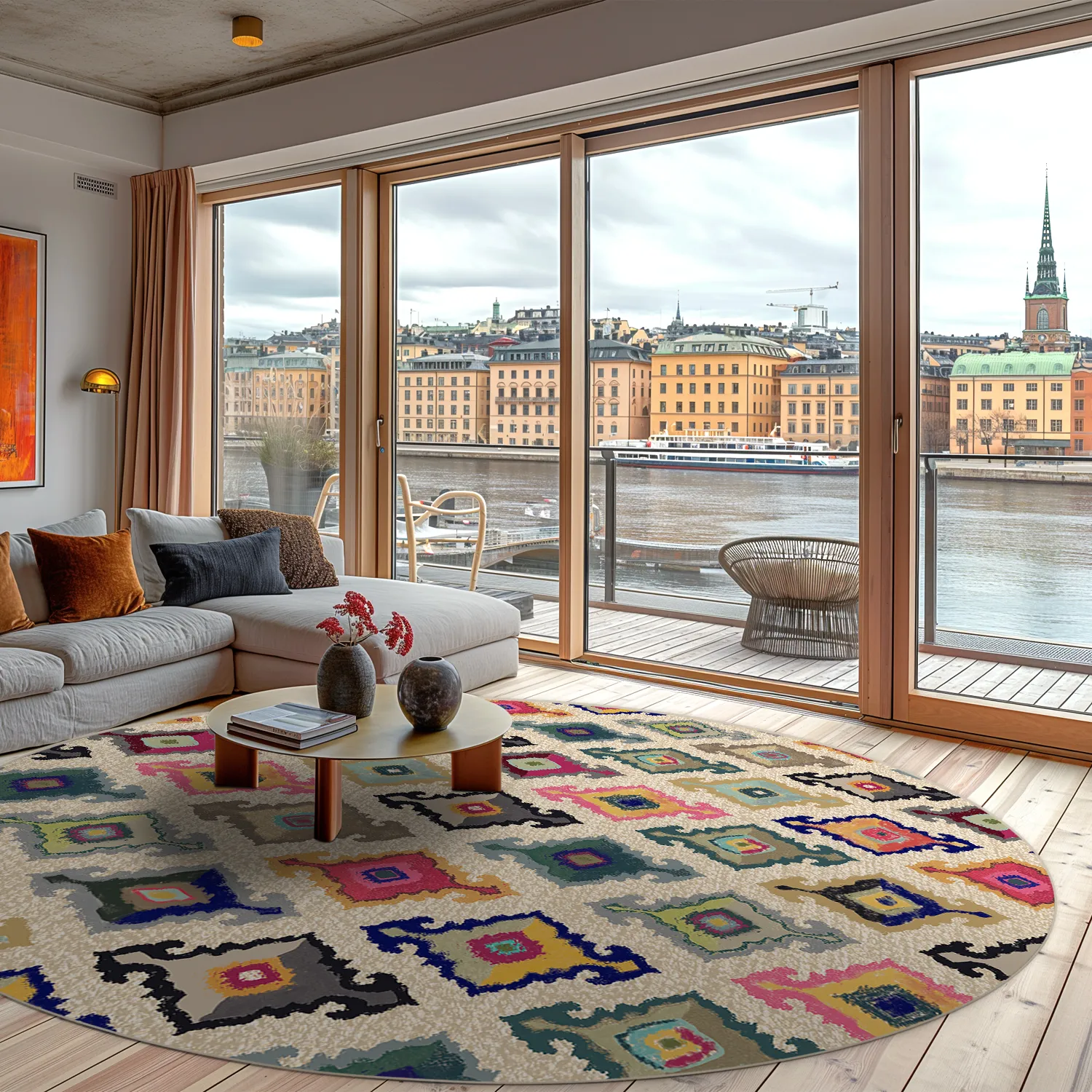 Rundt tæppe - Isparta (multi)