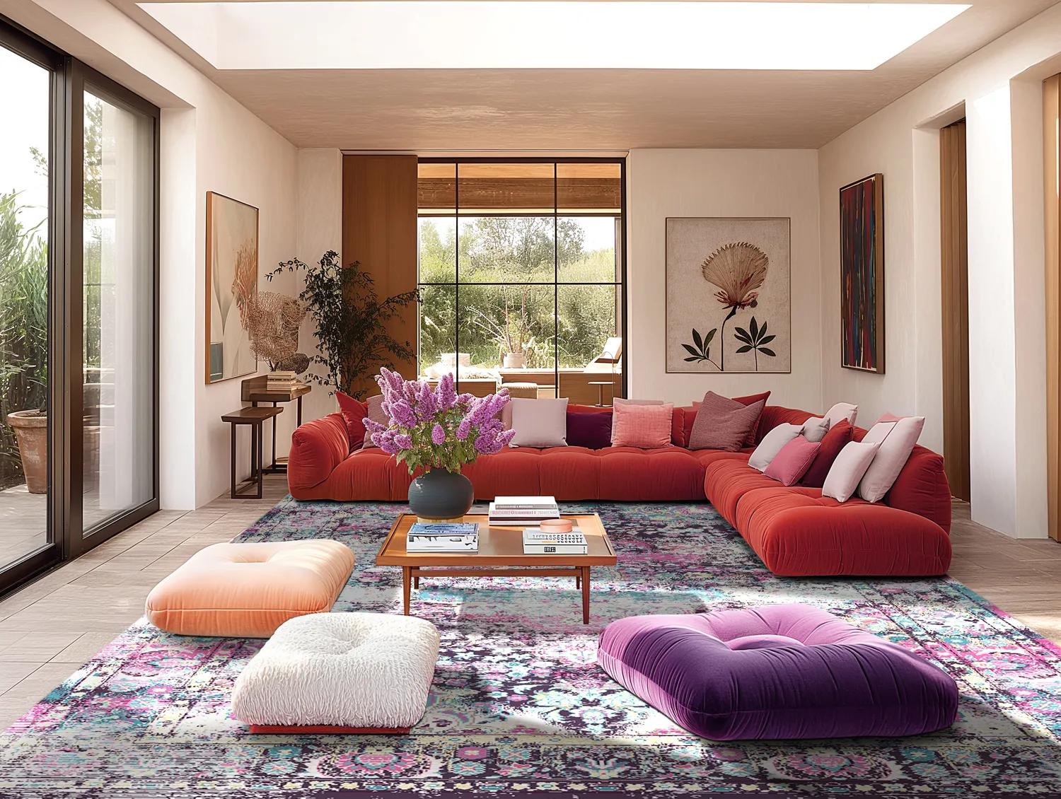 Wilton-tæppe - Jedaida (rosa/multi)