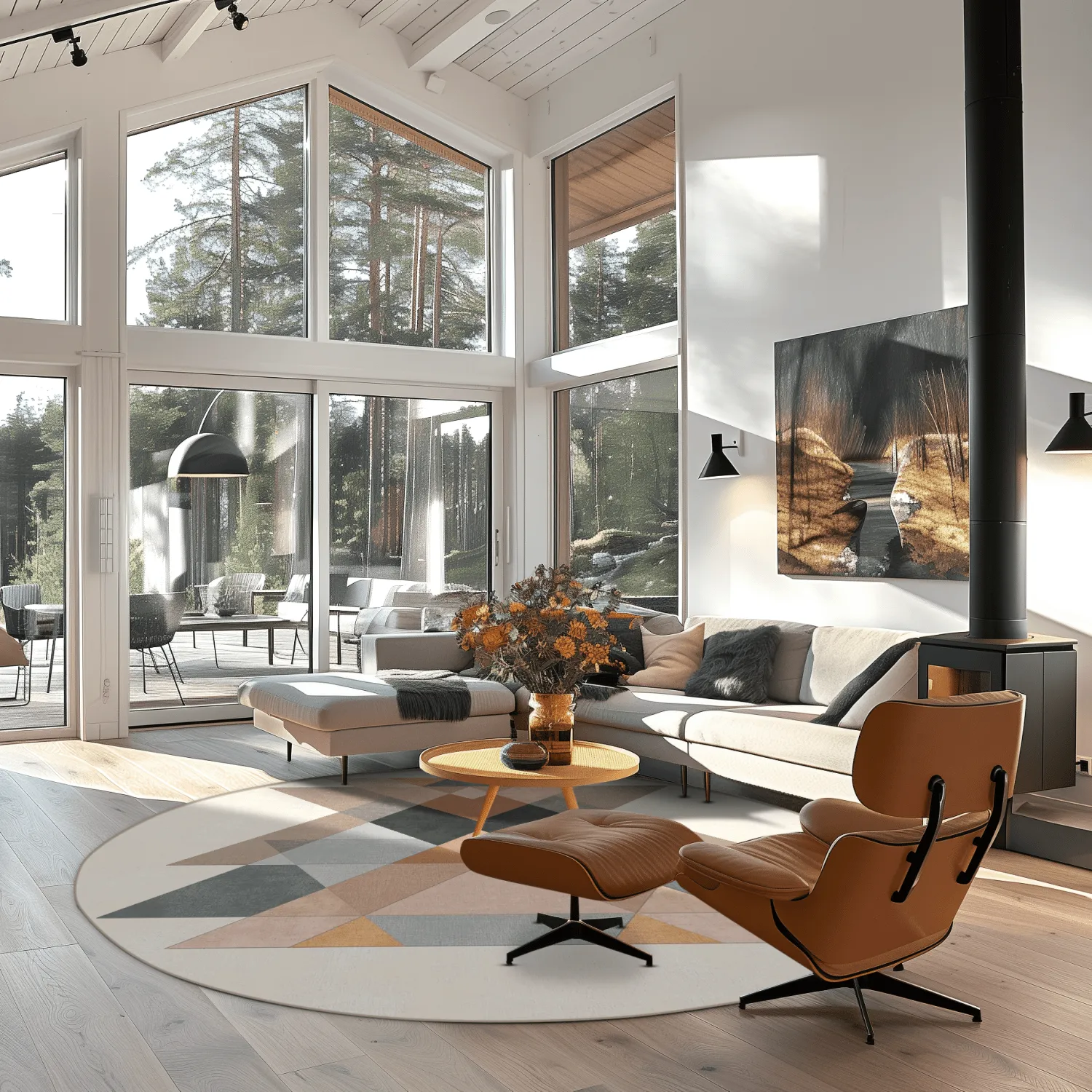 Rundt tæppe - Jeral (beige/multi)