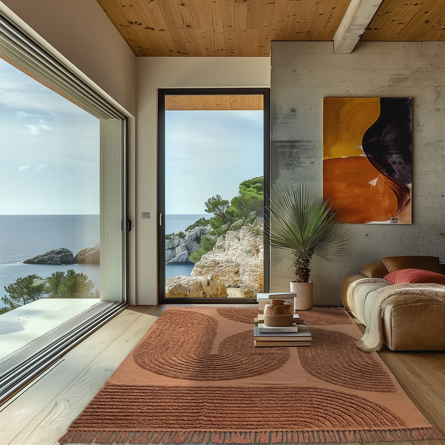 Ryatæpper - Jovie Natural Cotton Shaggy (terracotta)