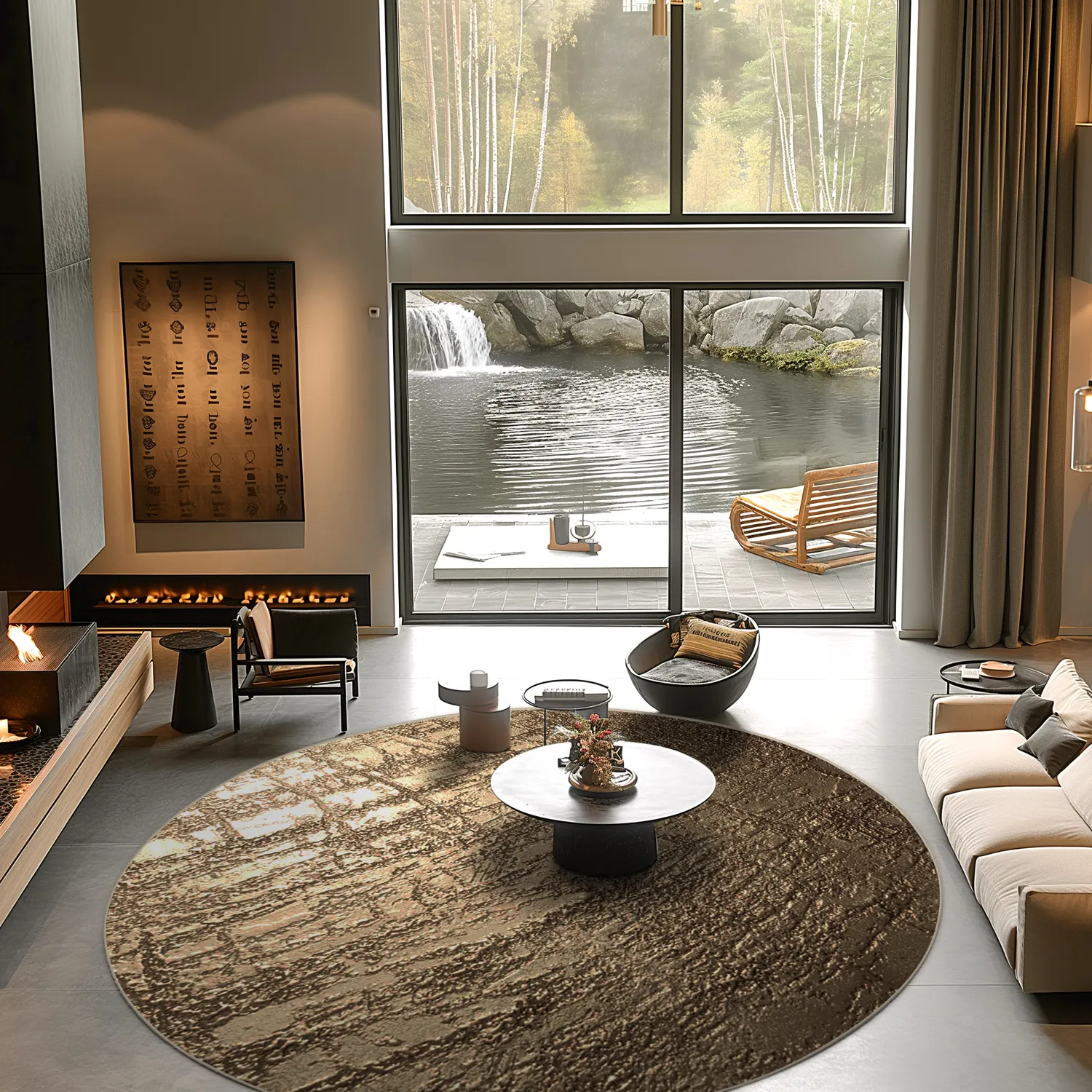 Rundt tæppe - Junes (guld)