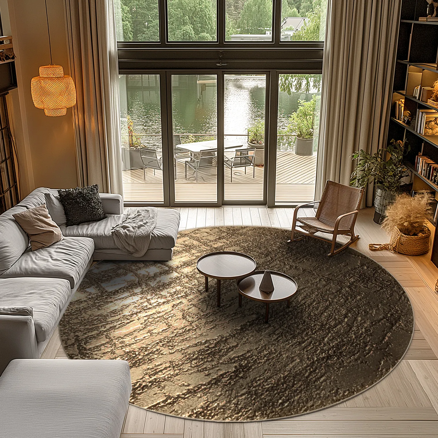 Rundt tæppe - Junes (guld)