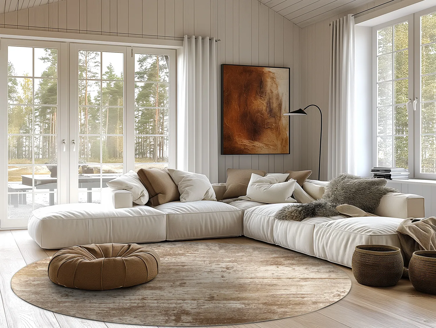 Rundt tæppe - Kebira (beige)