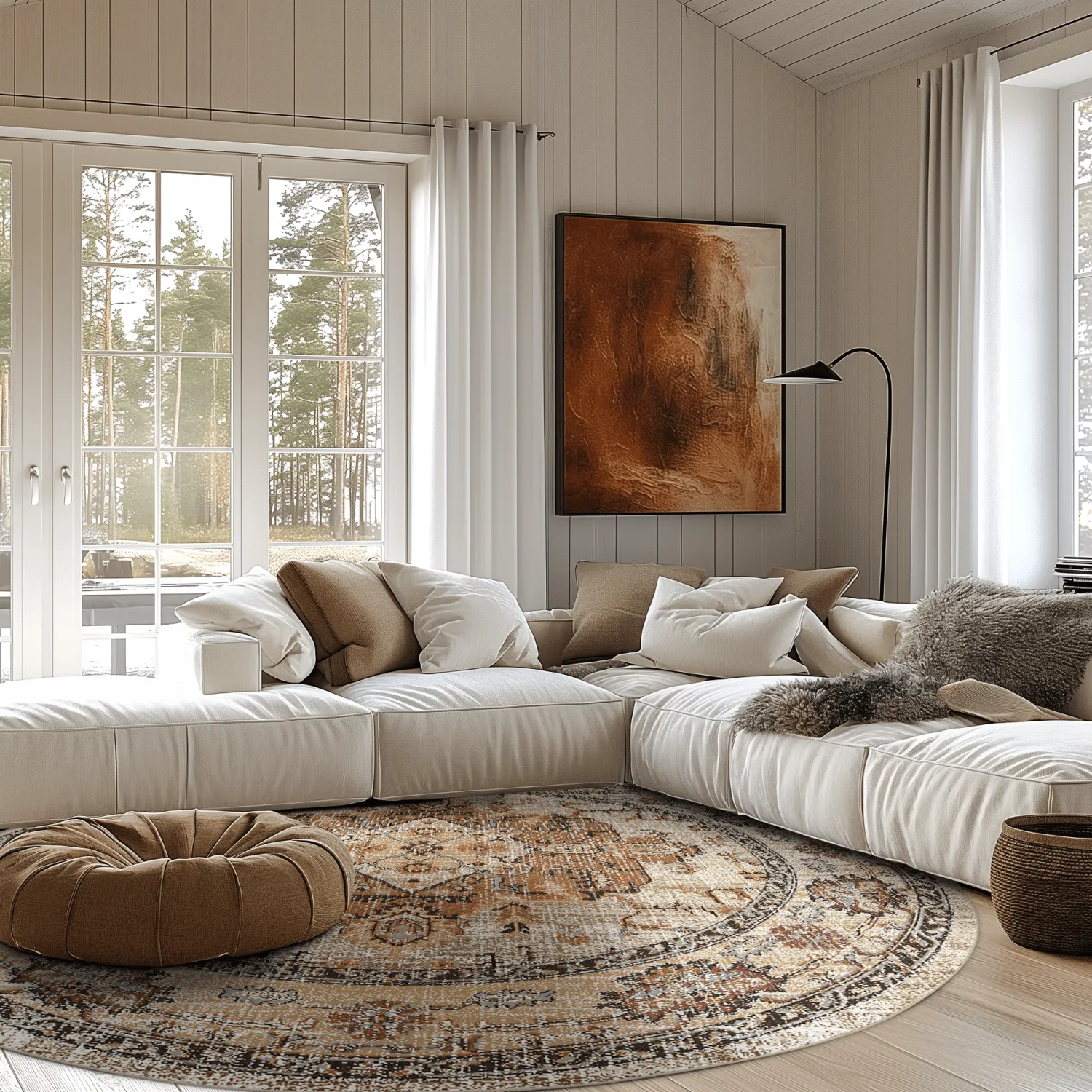 Rundt tæppe - Siliana (beige)