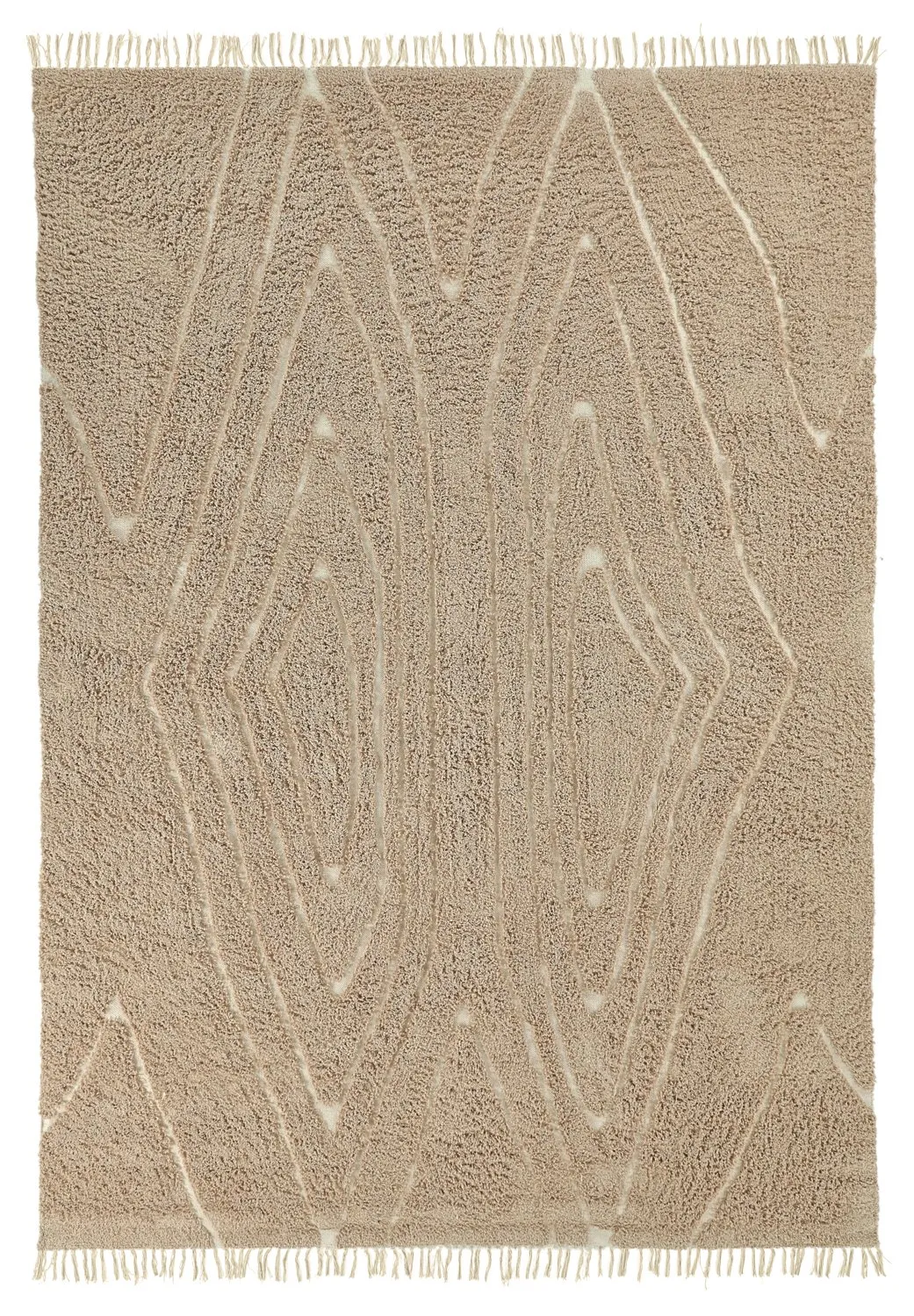 Ryatæpper - Kindon Natural Cotton Shaggy (beige/hvid)