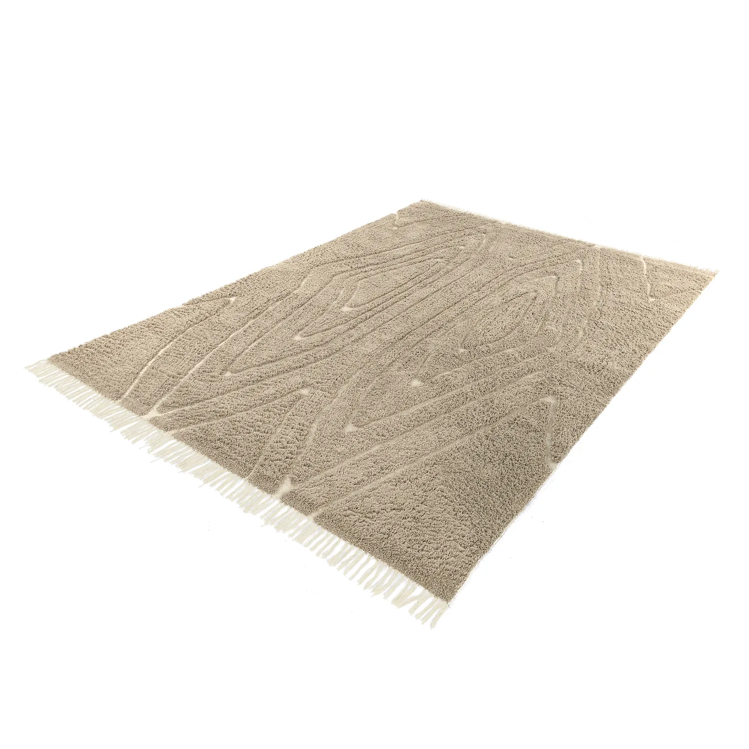 Ryatæpper - Kindon Natural Cotton Shaggy (beige/hvid)