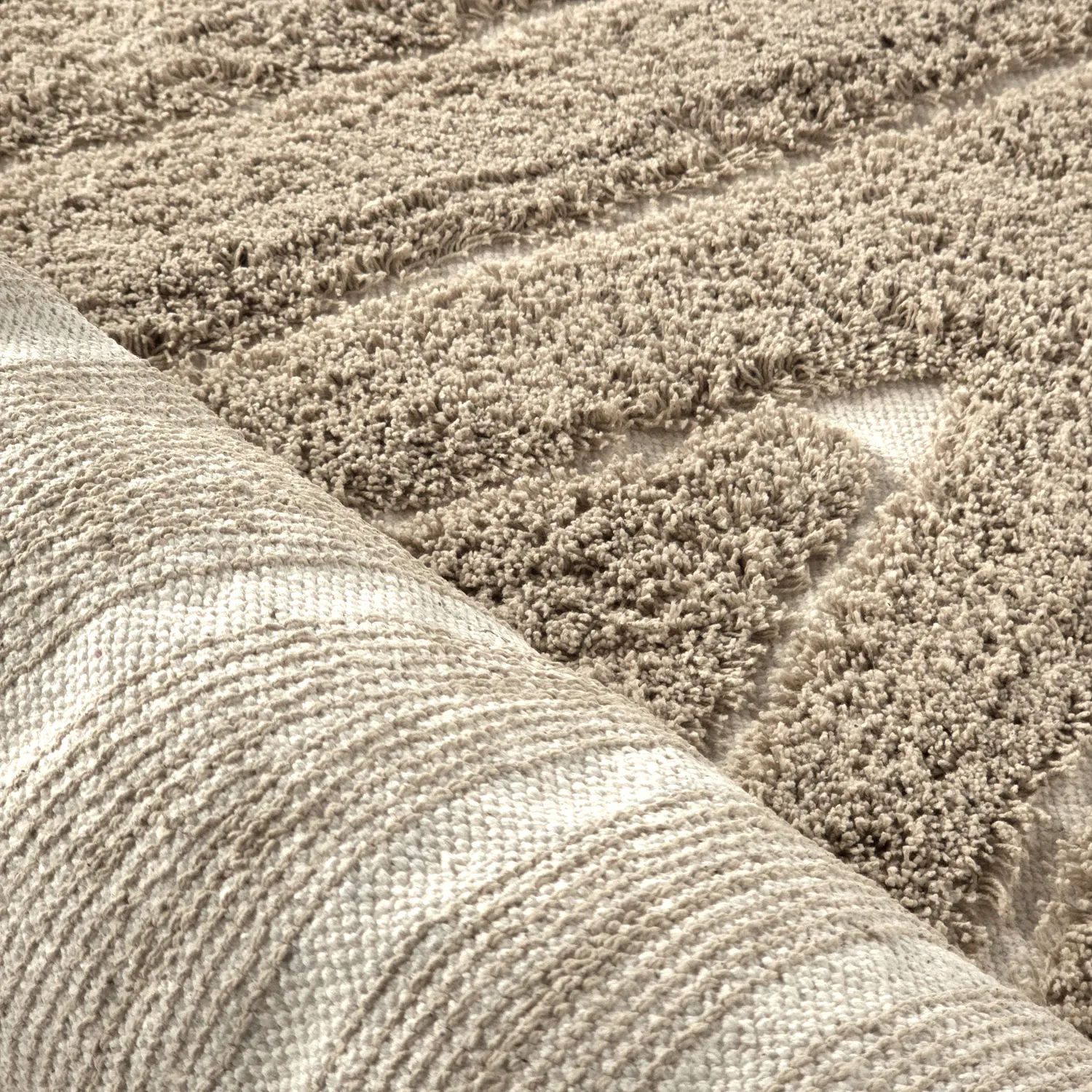 Ryatæpper - Kindon Natural Cotton Shaggy (beige/hvid)