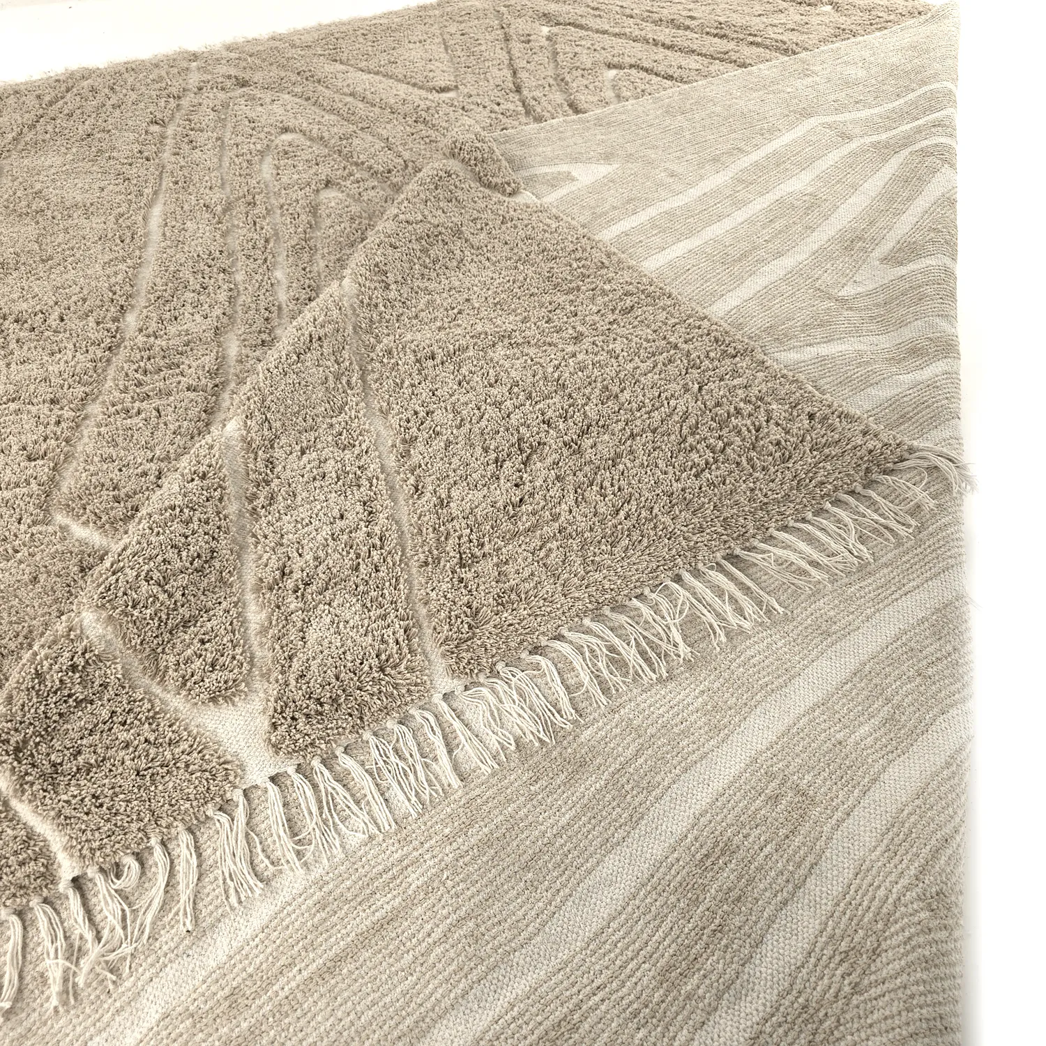 Ryatæpper - Kindon Natural Cotton Shaggy (beige/hvid)