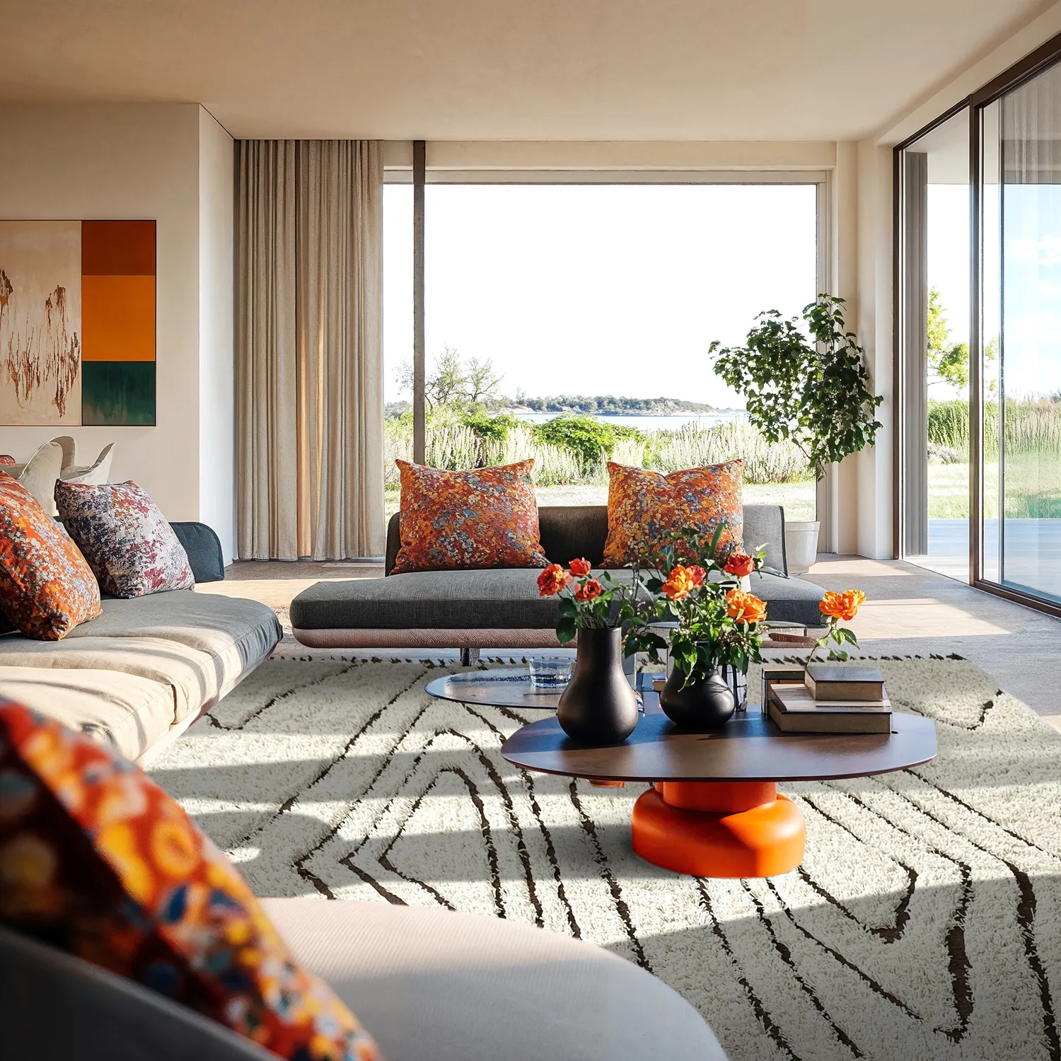 Ryatæpper - Kindon Natural Cotton Shaggy (off white/brun)