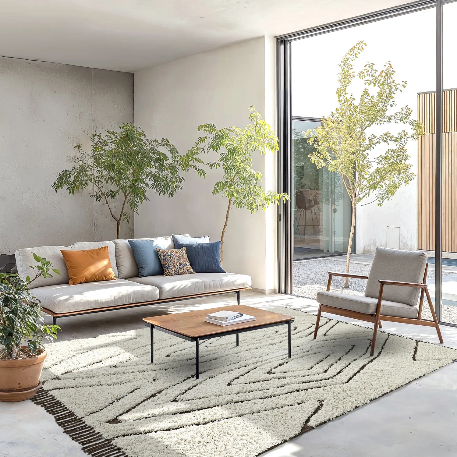 Ryatæpper - Kindon Natural Cotton Shaggy (off white/brun)