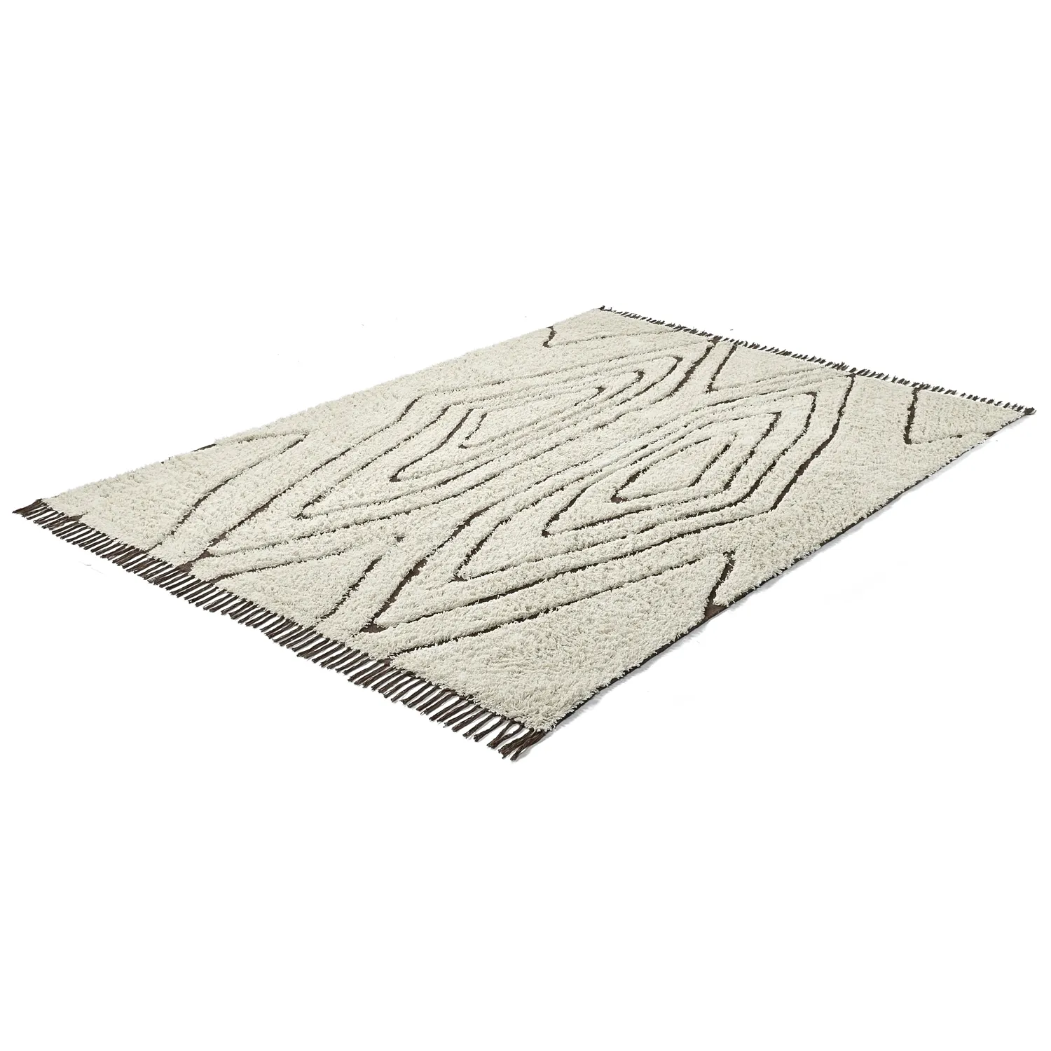 Ryatæpper - Kindon Natural Cotton Shaggy (off white/brun)