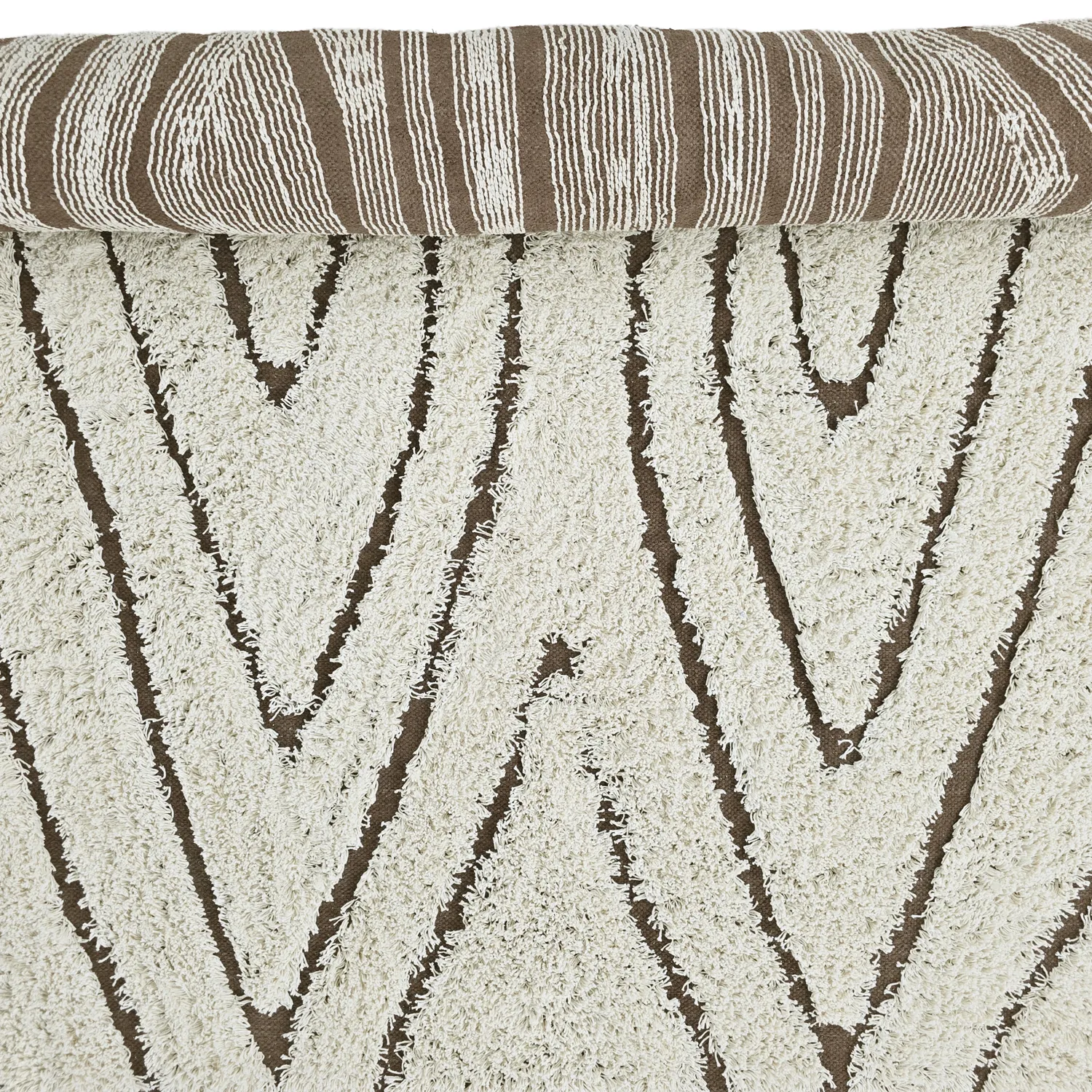 Ryatæpper - Kindon Natural Cotton Shaggy (off white/brun)