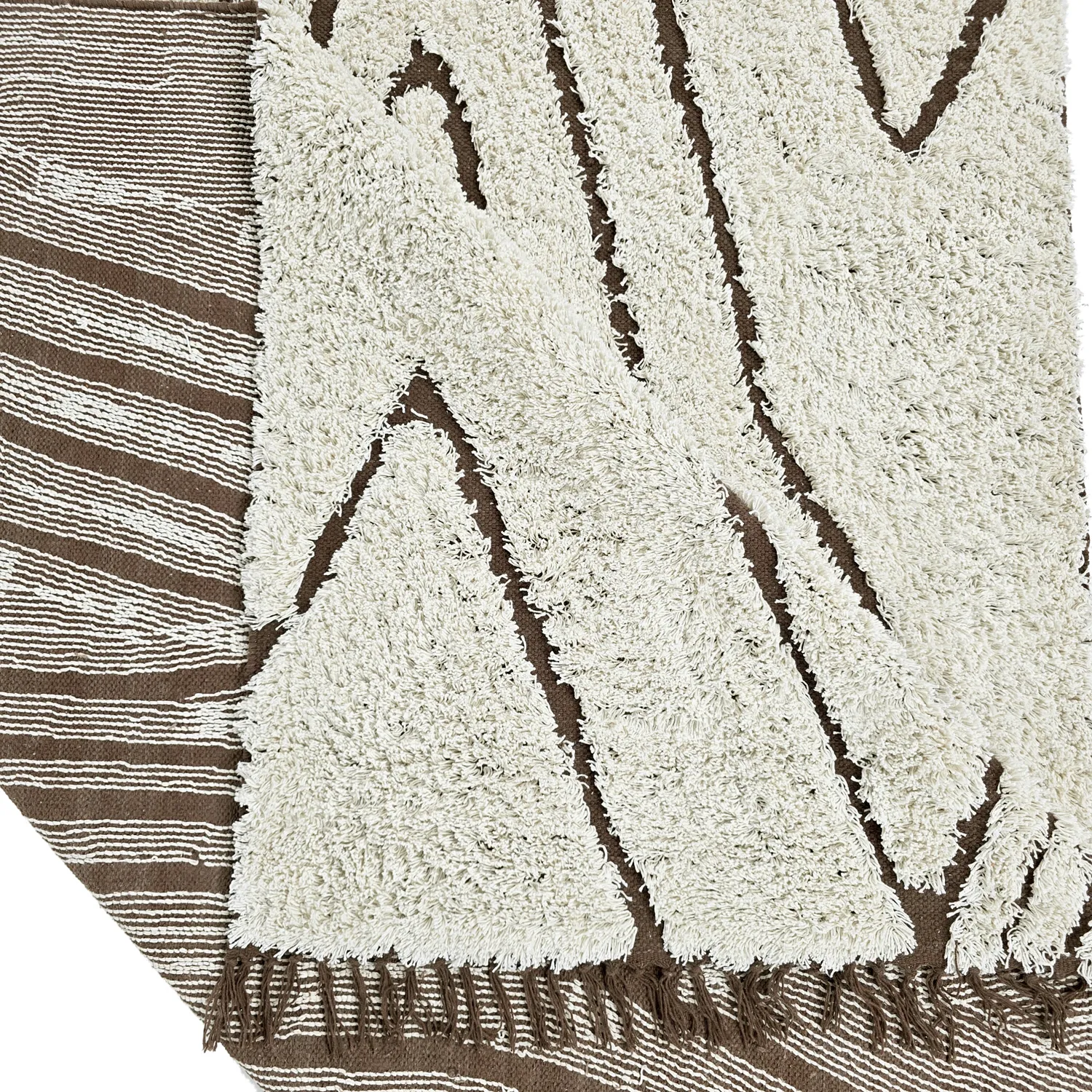 Ryatæpper - Kindon Natural Cotton Shaggy (off white/brun)