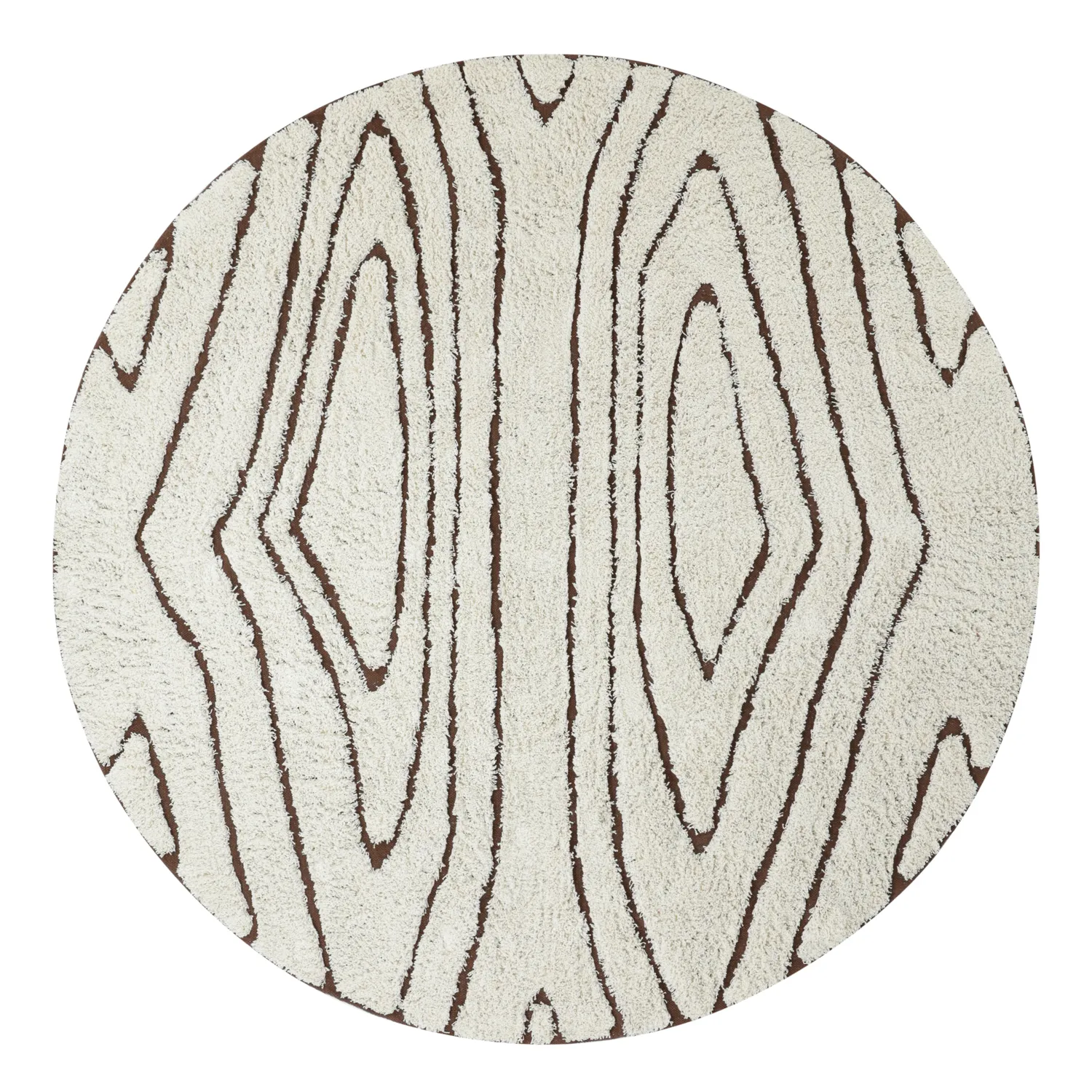 Runde tæpper - Kindon Natural Cotton Shaggy (off white/brun)