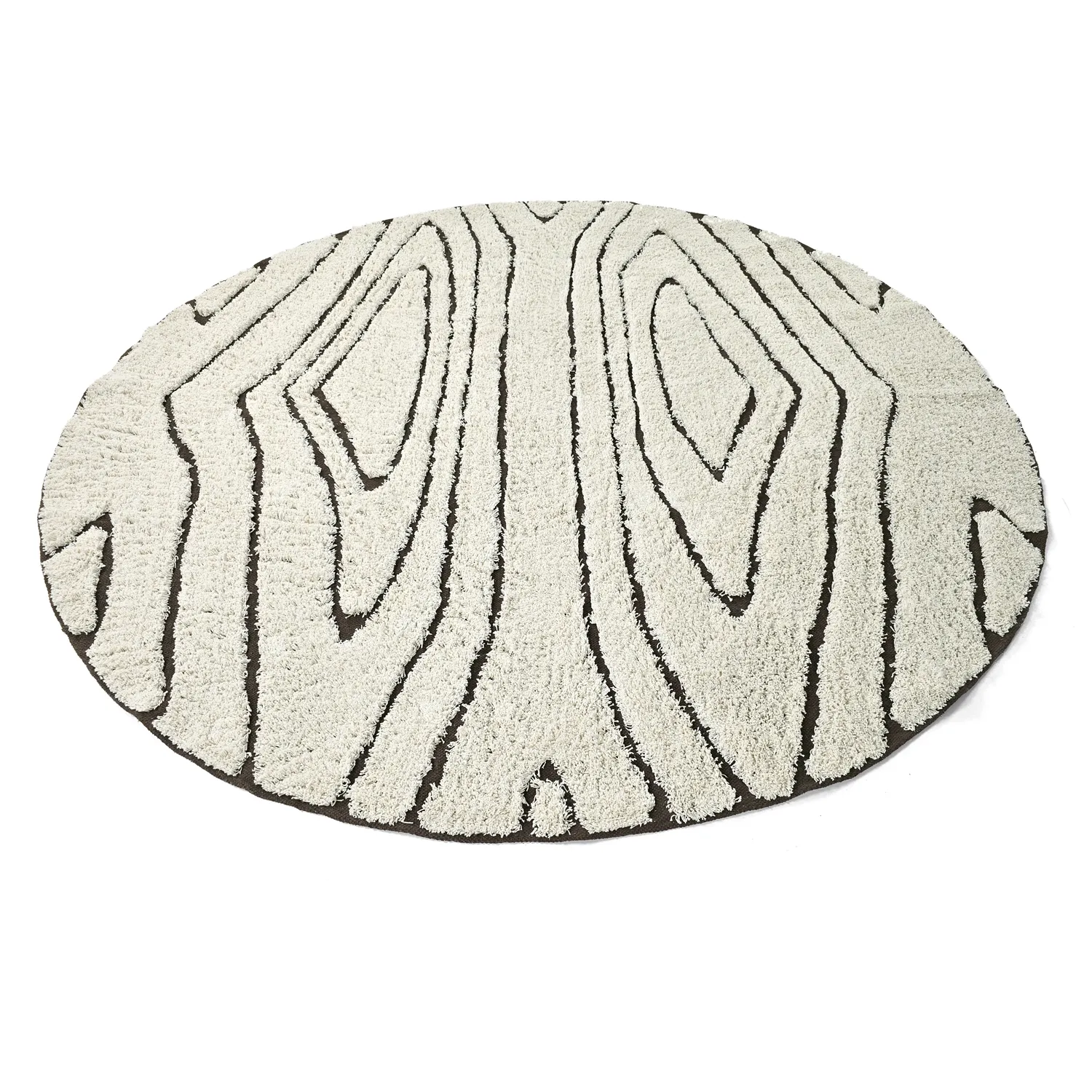 Runde tæpper - Kindon Natural Cotton Shaggy (off white/brun)